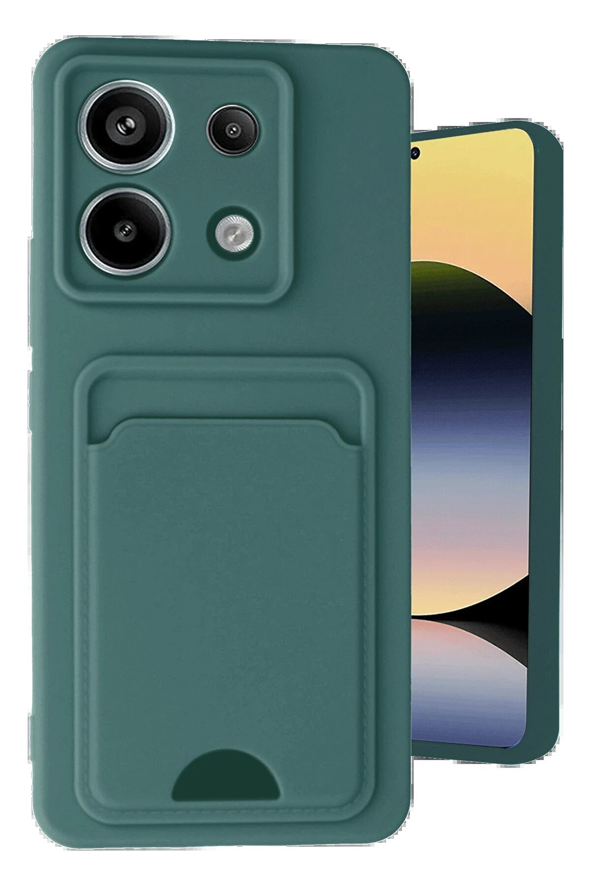 CepteToptan Xiaomi Redmi Note 13 Pro 5G Kılıf Kelvin Kartvizitli Silikon - Koyu Yeşil - DROPX3845-6278