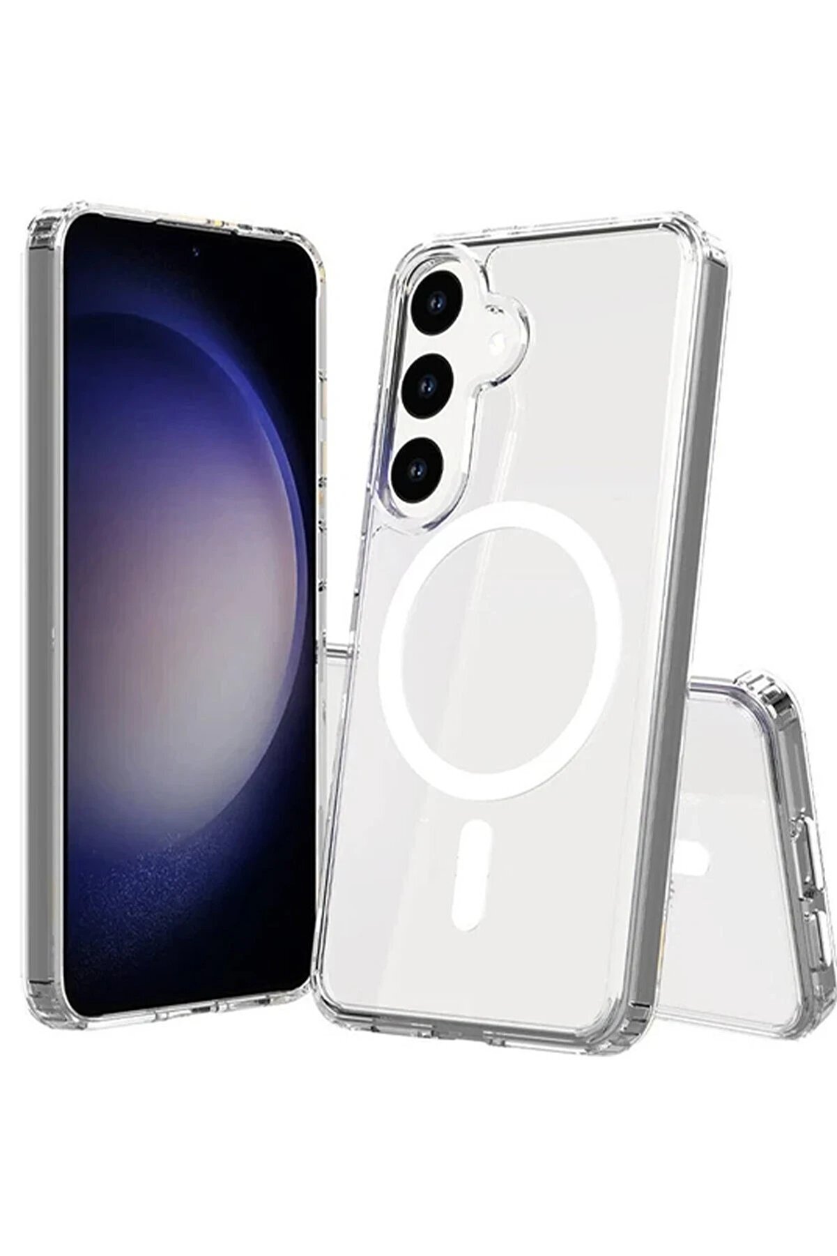 CepteToptan Samsung Galaxy S24 Kılıf Magneticsafe Şeffaf Silikon - Şeffaf - DROPX9116-4276