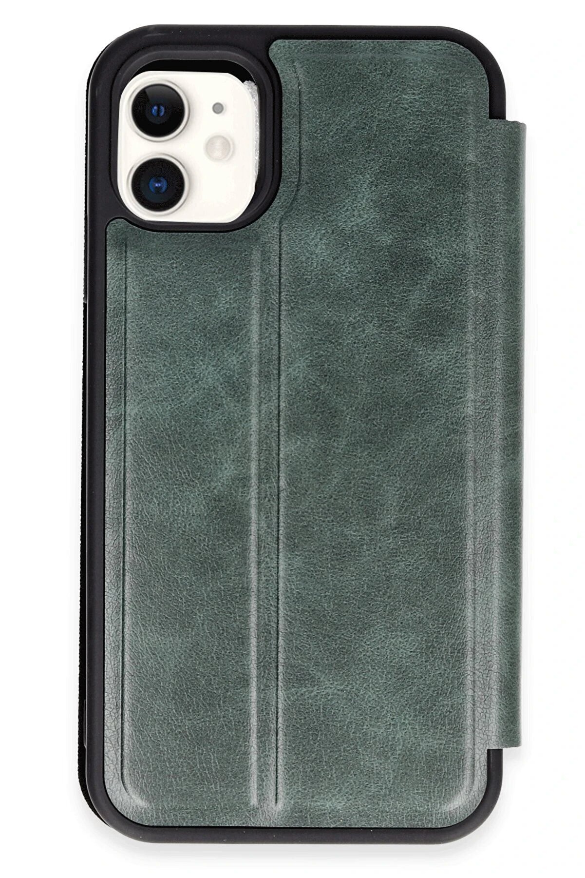 CepteToptan iPhone 11 Kılıf Flip Cover - Koyu Yeşil - DROPX1242-8685