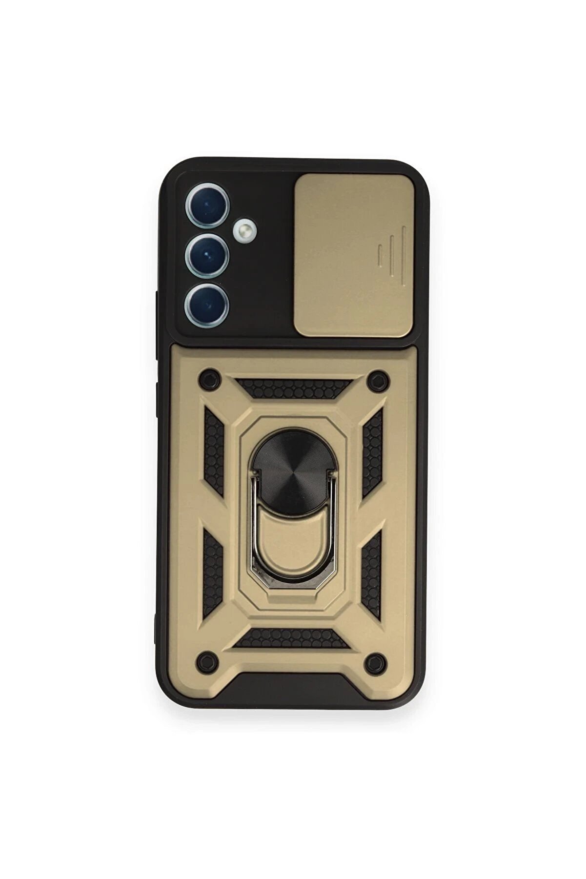 CepteToptan Samsung Galaxy A54 5G Kılıf Pars Lens Yüzüklü Silikon - Gold - DROPX6547-7241