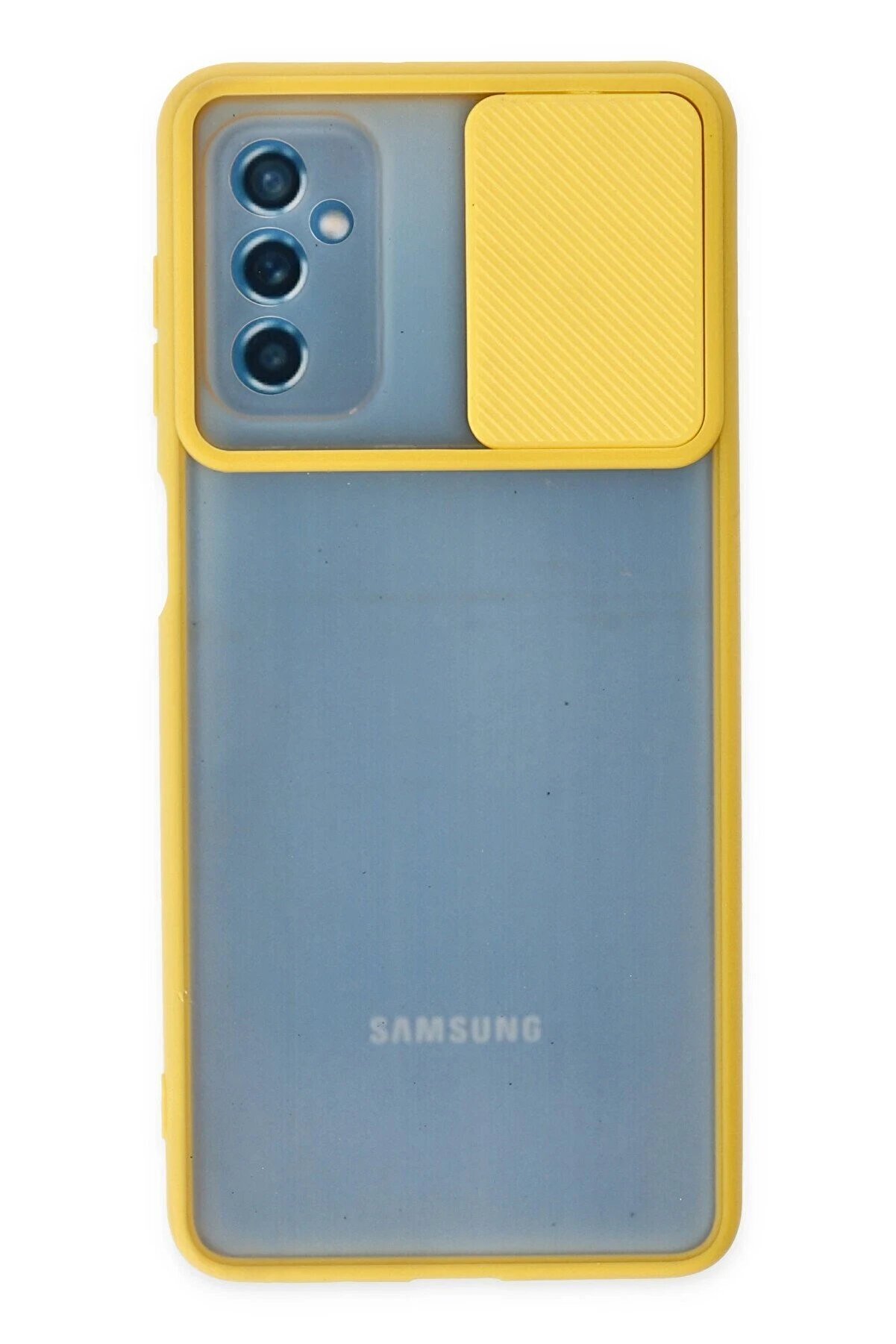 CepteToptan Samsung Galaxy M52 5G Kılıf Palm Buzlu Kamera S&uuml;rg&uuml;l&uuml; Silikon - Sarı - DROPX3328-3834