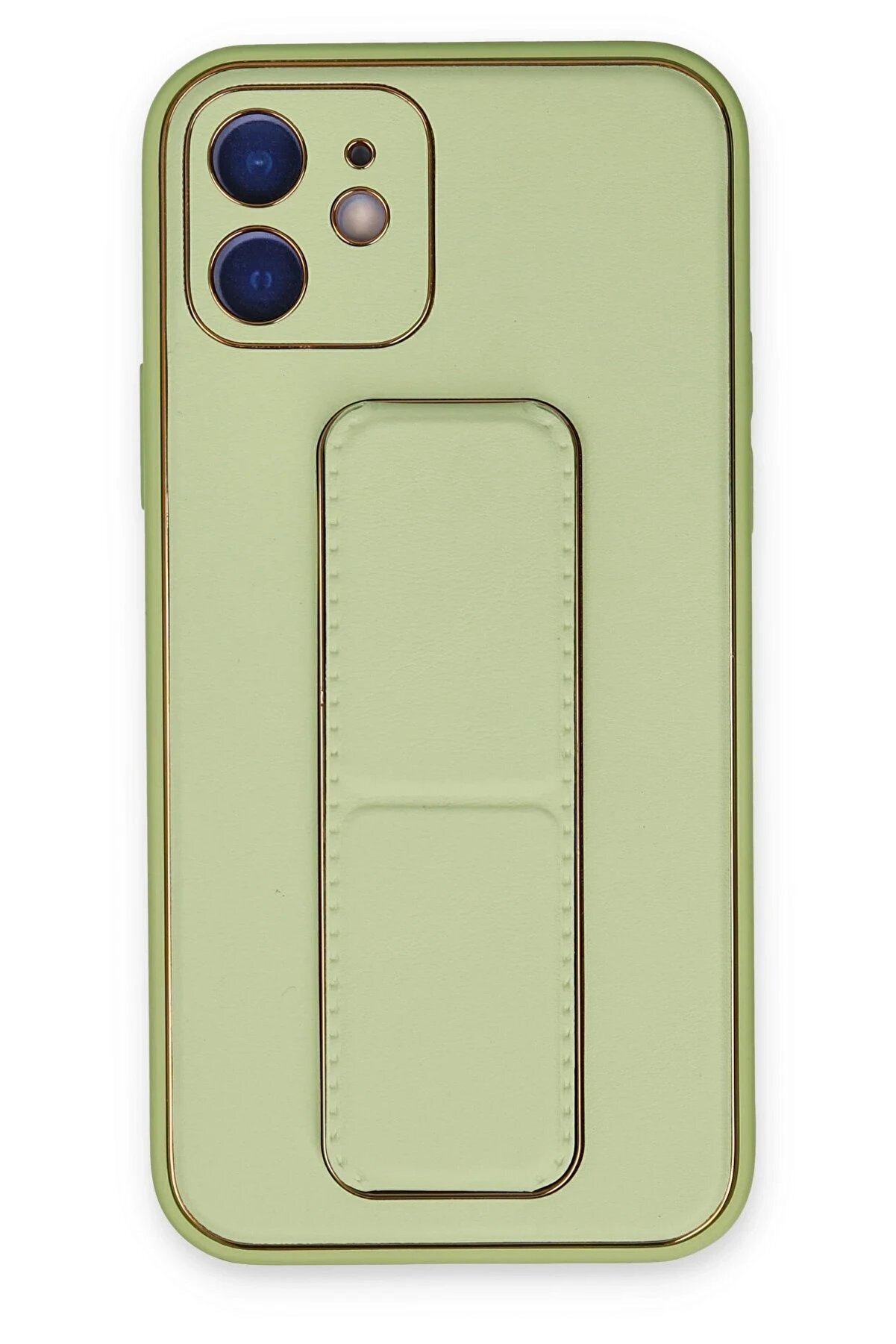 CepteToptan iPhone 12 Kılıf Coco Deri Standlı Kapak - Su Yeşili - DROPX5120-9400