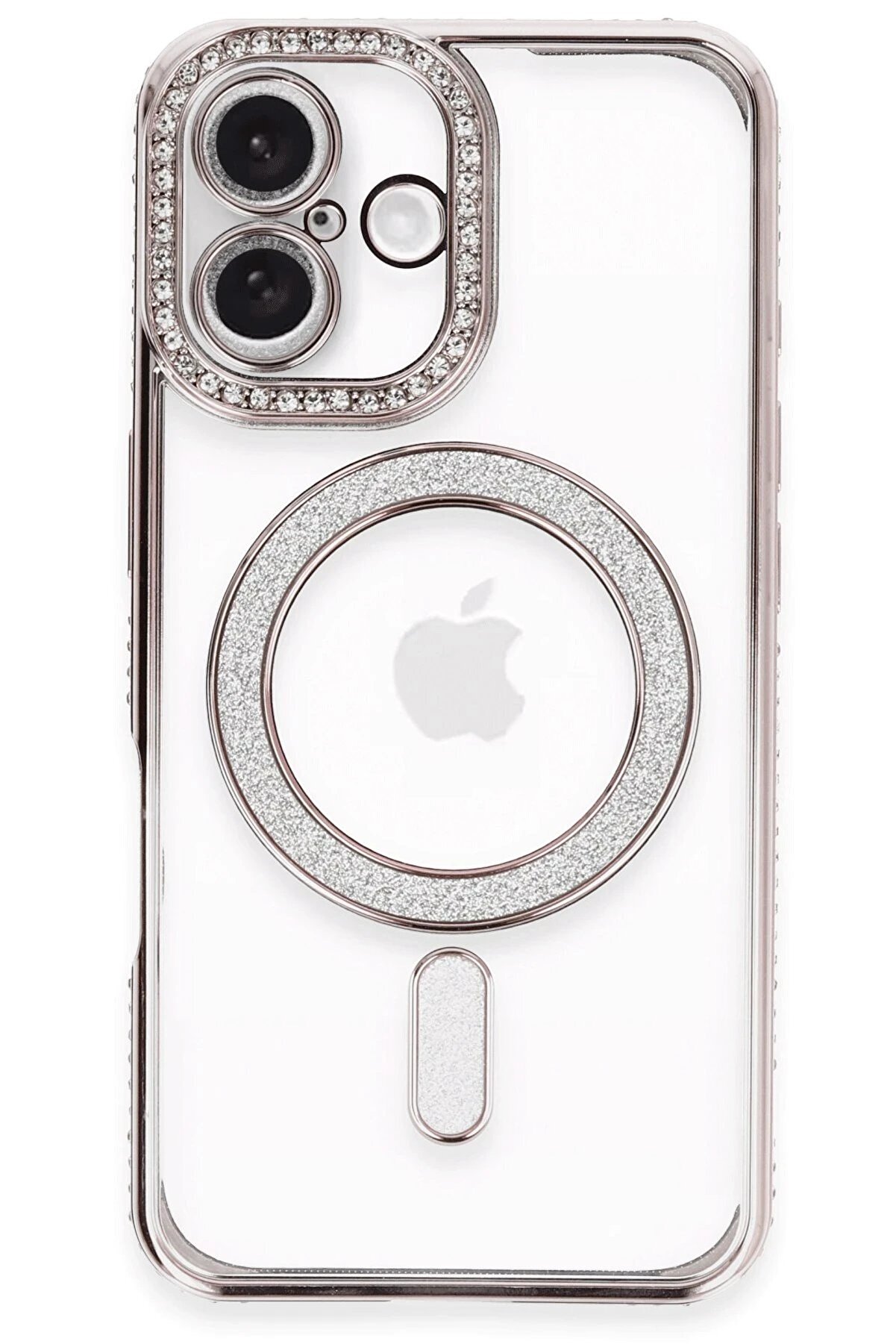 CepteToptan iPhone 16 Plus Kılıf Joke Simli Magneticsafe Kılıf - Pembe - DROPX3729-8320