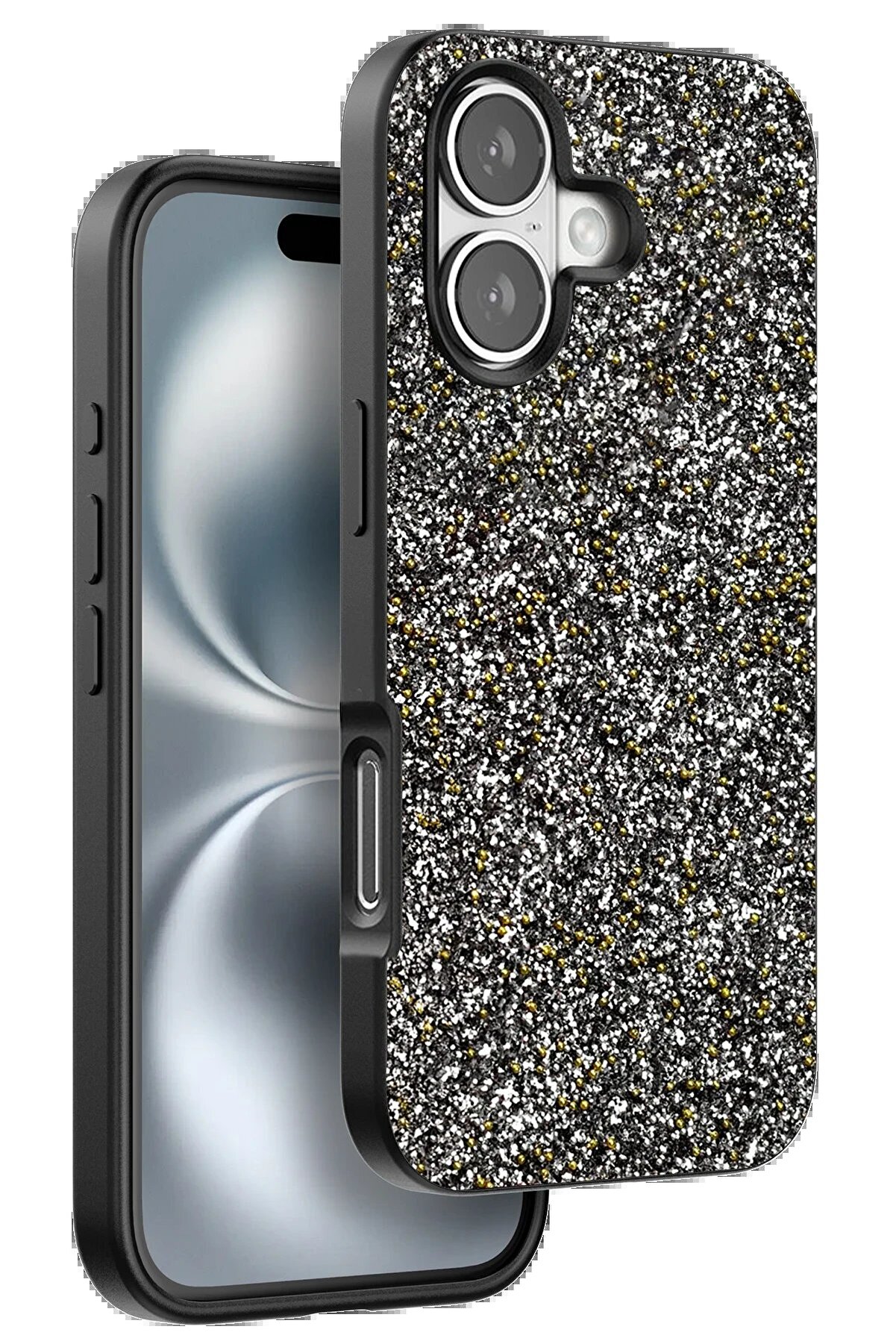 CepteToptan iPhone 16 Plus Bright Simli Kapak - Gümüş - DROPX7583-4912