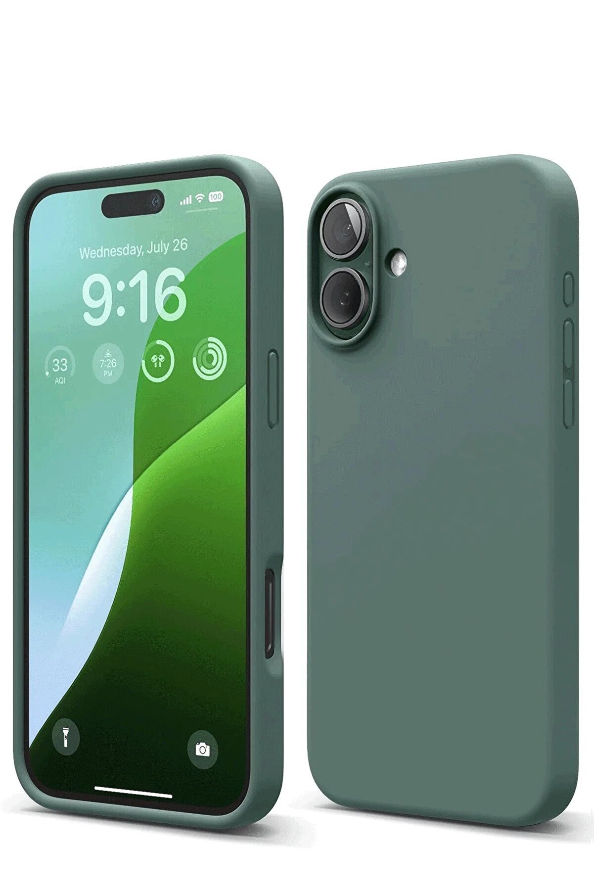 CepteToptan iPhone 16 Kılıf Nano içi Kadife Silikon - Koyu Yeşil - DROPX7509-7171