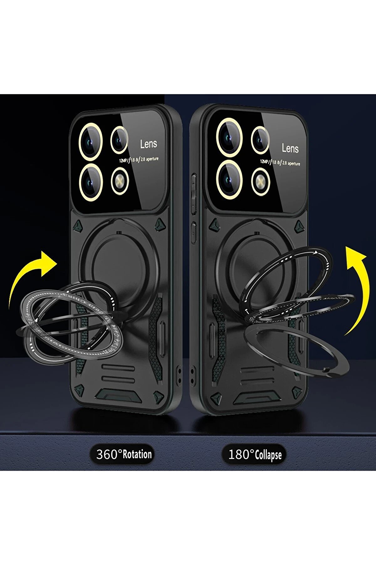 Xi̇aomi̇ Redmi̇ Note 13 Pro 5G Kılıf Joy Lens Standlı Kapak - Si̇yah - Dropx7013-4545