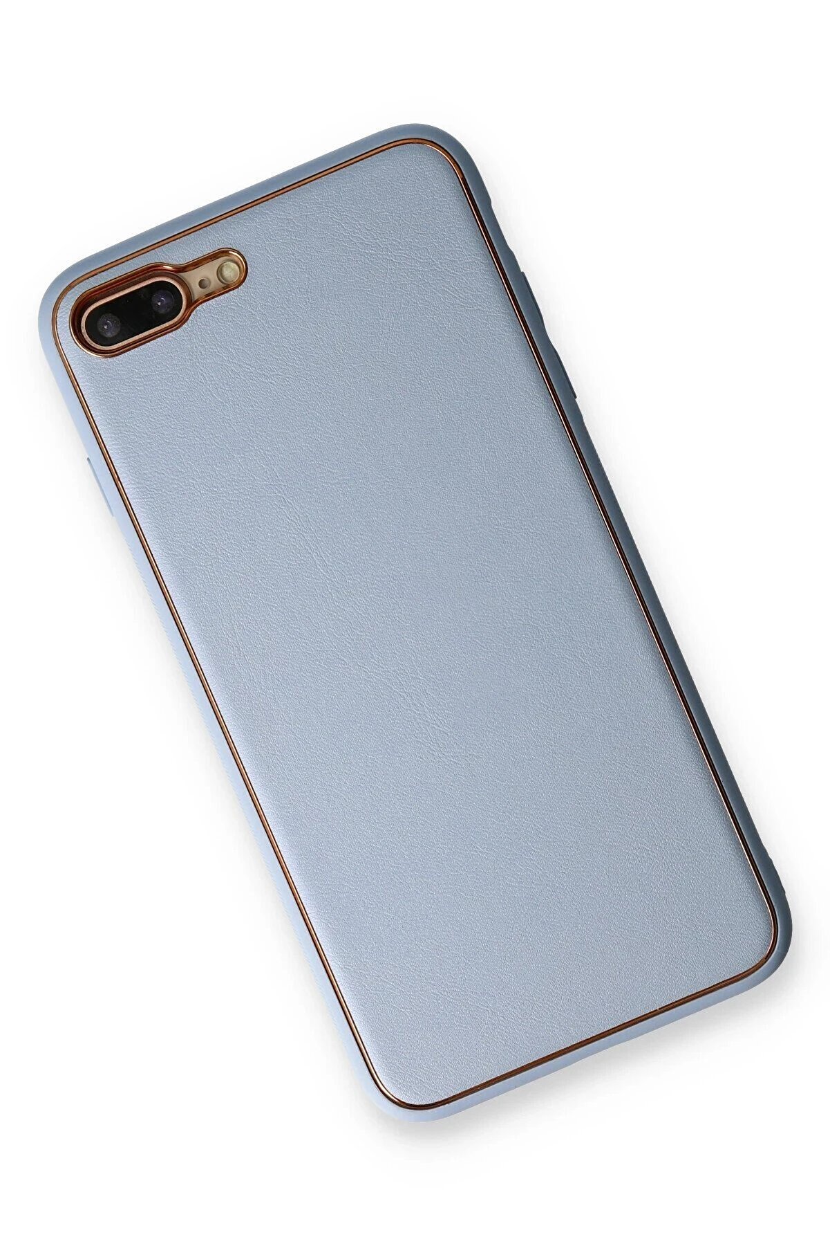 İphone 7 Plus Kılıf Coco Deri̇ Si̇li̇kon Kapak - A&ccedil;ık Mavi̇ - Dropx6581-3623