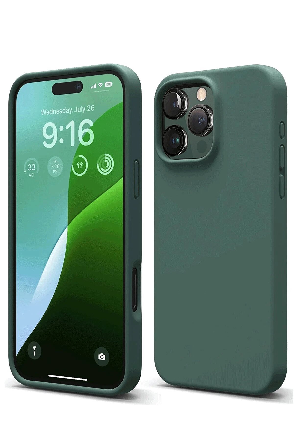 TEKNOCEP iPhone 16 Pro Kılıf Nano içi Kadife Silikon - Koyu Yeşil - teknocep2021-8556