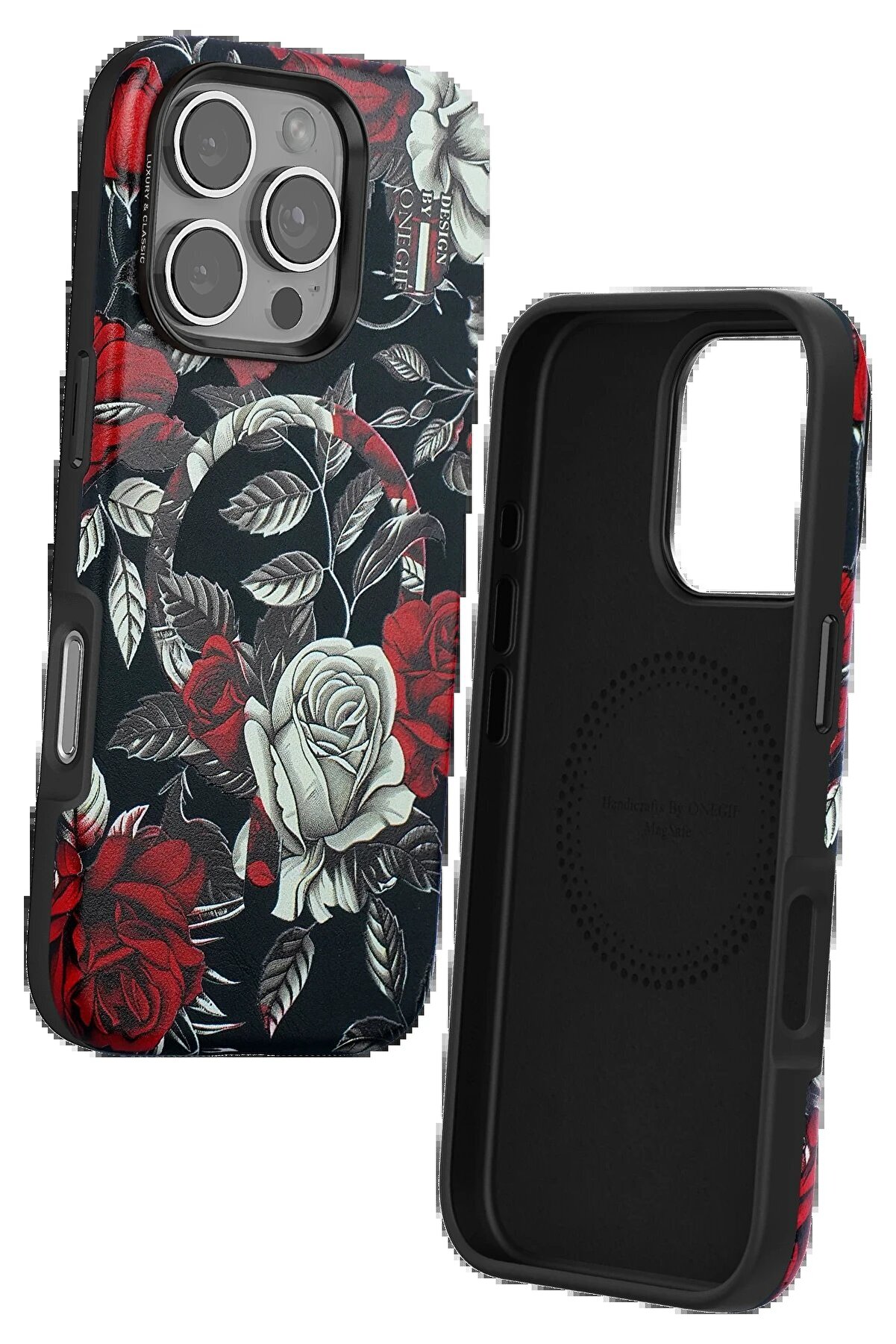 İphone 16 Pro Max Flower Seri̇es Magsafe Kapak - Si̇yah - Dropx9941-9867