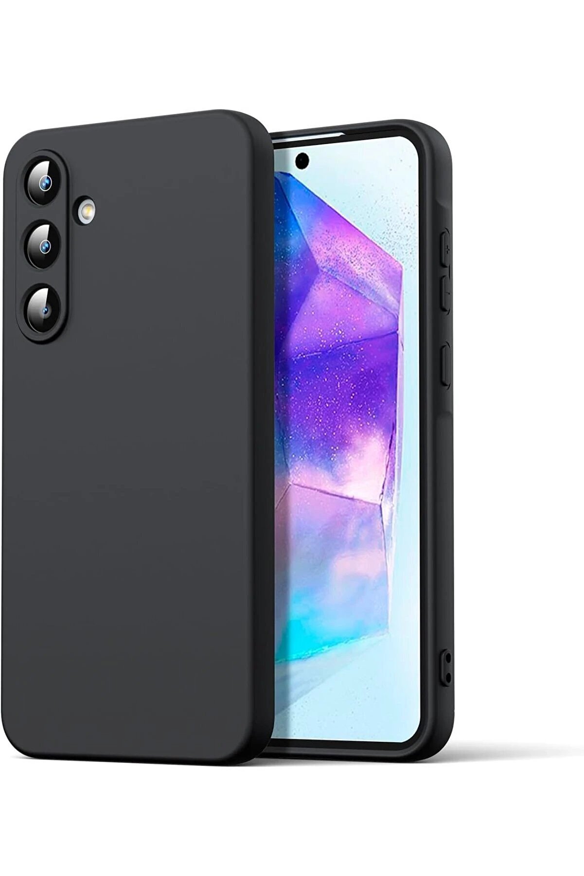 Samsung Galaxy A16 5G Kılıf Nano İ&ccedil;i̇ Kadi̇fe Si̇li̇kon - Si̇yah - Dropx4732-1217