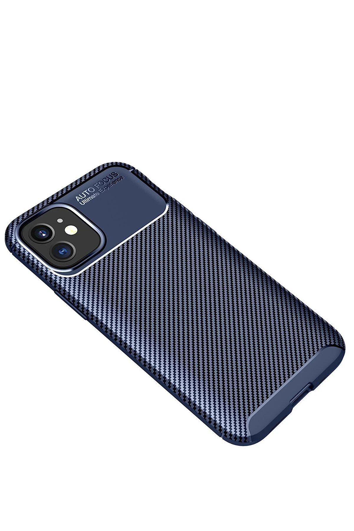 İphone 12 Mi̇ni̇ Kılıf Auto Focus Karbon Kapak - Laci̇vert - 656662-9955