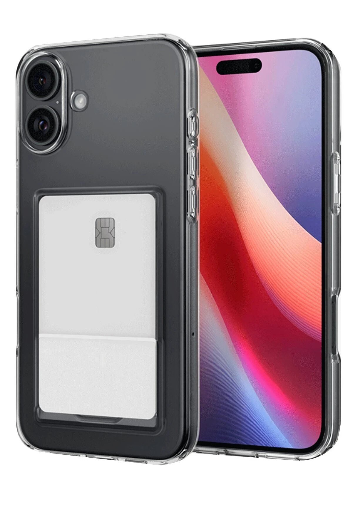 CepteToptan iPhone 16 Plus Kılıf Kart Şeffaf Silikon - Şeffaf - DROPX1810-9084
