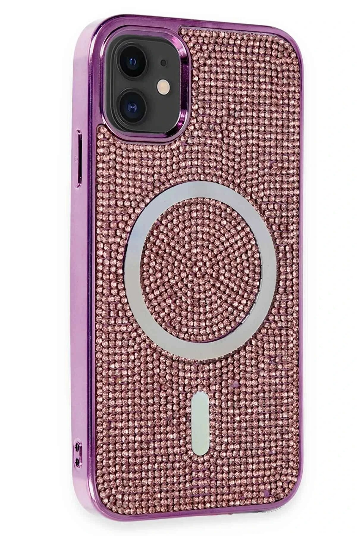 İphone 11 Kılıf Di̇amond Magsafe Kapak - Deri̇n Mor - Dropx1078-1284