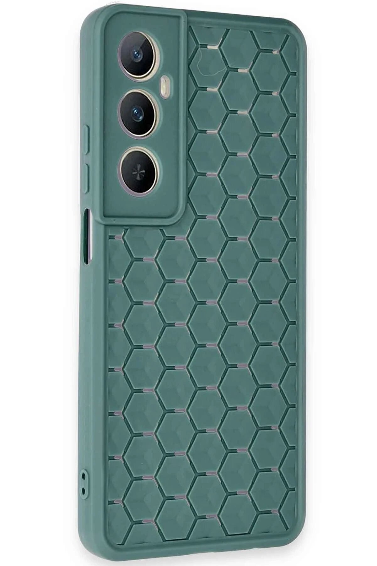 Realme C65 Kılıf Petek Si̇li̇kon Kapak - Koyu Yeşi̇l - Dropx1667-2687