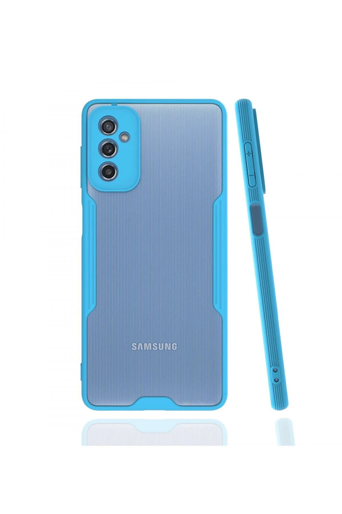 CepteToptan Samsung Galaxy M52 5G Kılıf Platin Silikon - Mavi - DROPX5470-1927