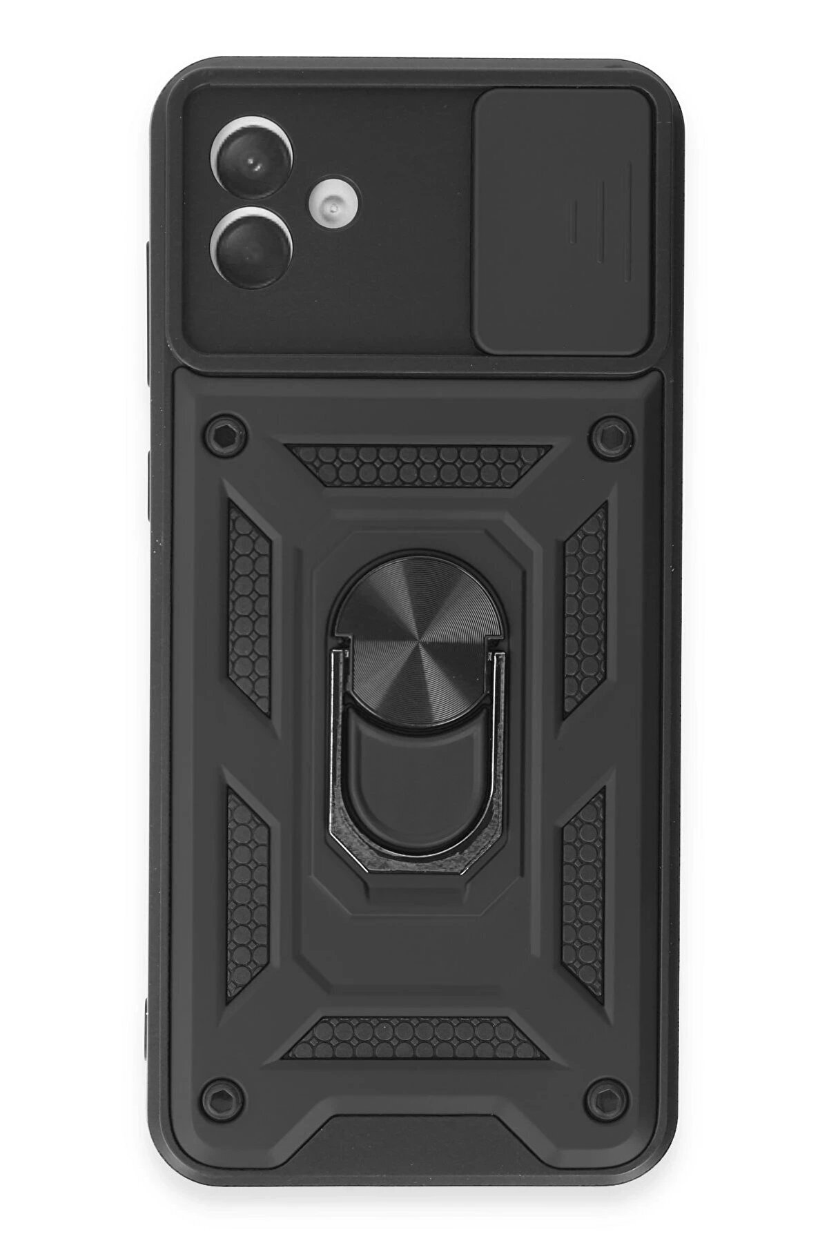 CepteToptan Samsung Galaxy A04E Kılıf Pars Lens Yüzüklü Silikon - Siyah - DROPX2879-2075