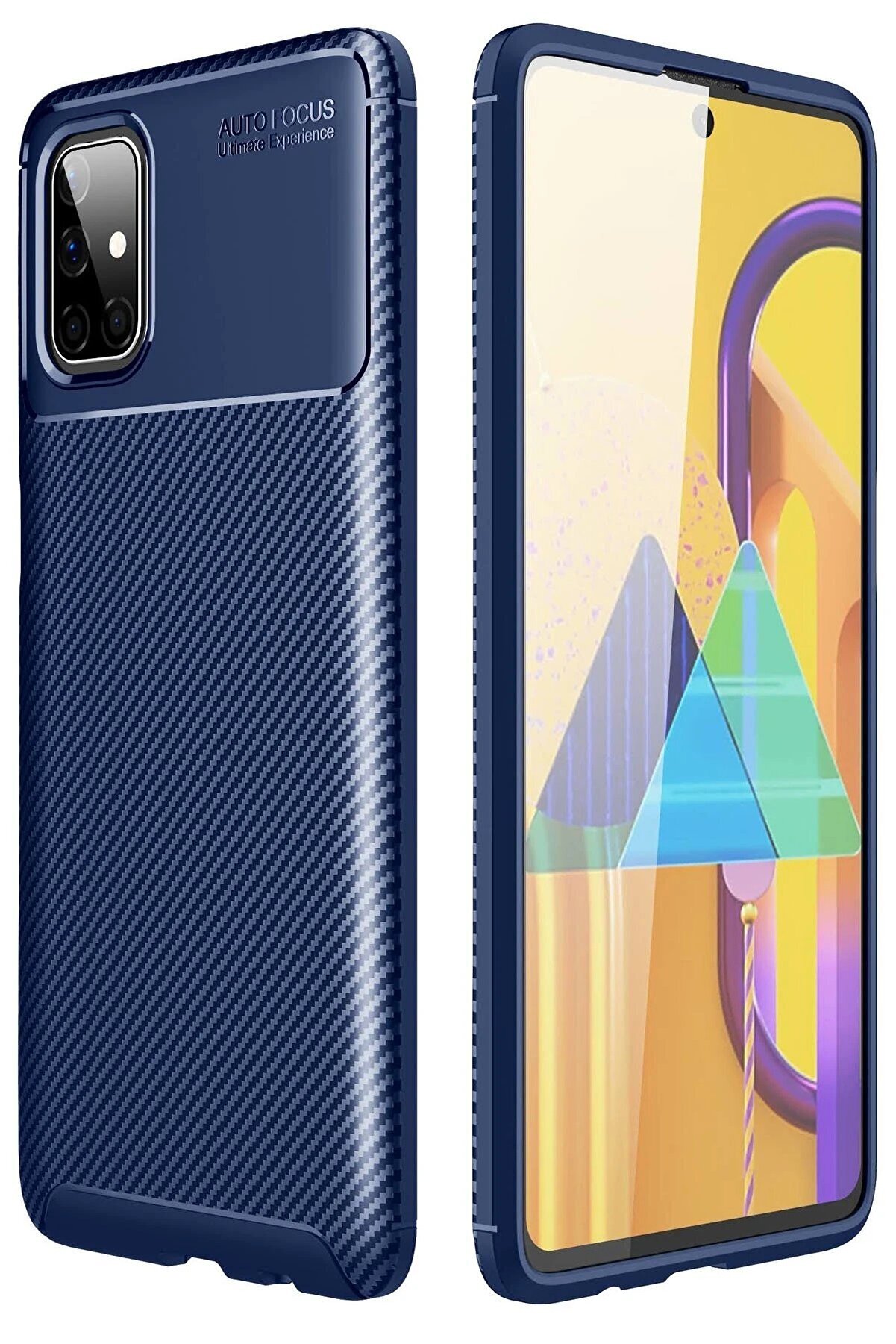 CepteToptan Samsung Galaxy M51 Kılıf Auto Focus Karbon Kapak - Lacivert - DROPX4000-1177