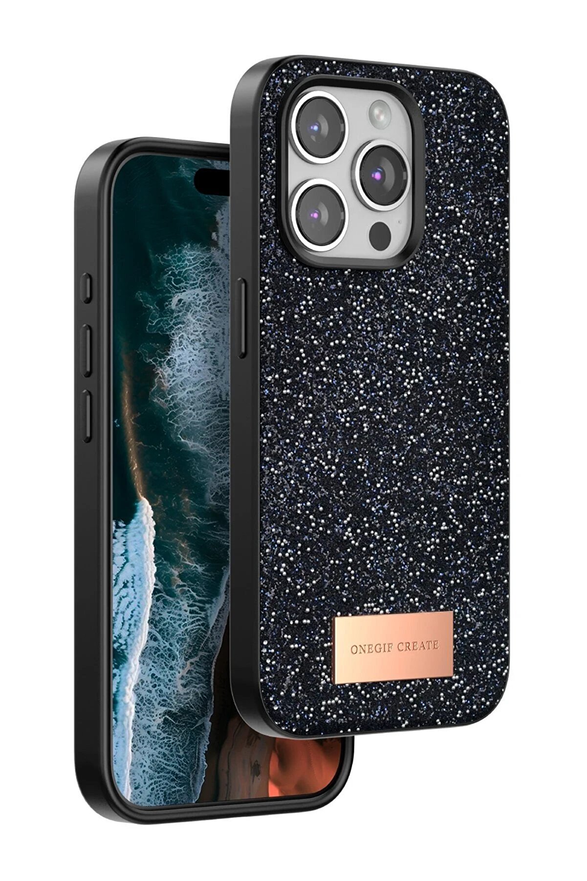 CepteToptan iPhone 14 Pro Max Uyumlu Bright Simli Kapak - Siyah - DROPX8012-5714