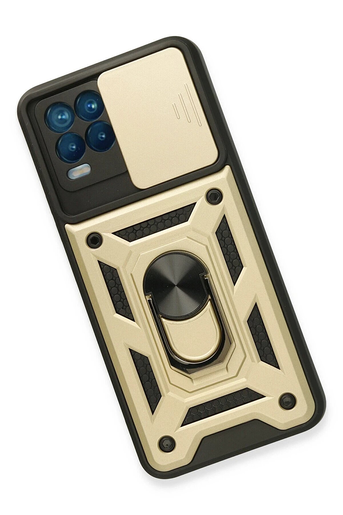 Realme 8 Kılıf Pars Lens Yüzüklü Si̇li̇kon - Gold - Dropx6077-8458