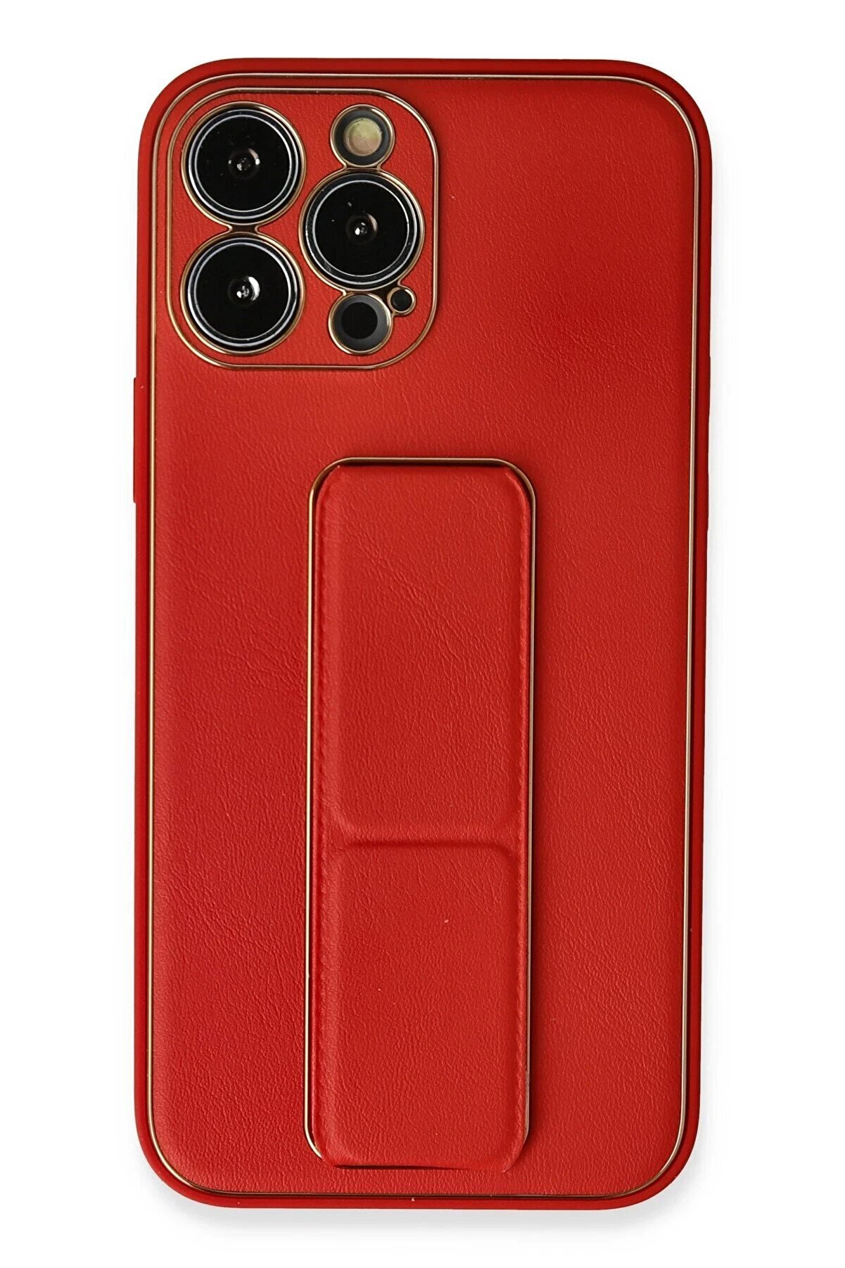 CepteToptan iPhone 13 Pro Kılıf Coco Deri Standlı Kapak - Kırmızı - DROPX5122-6498