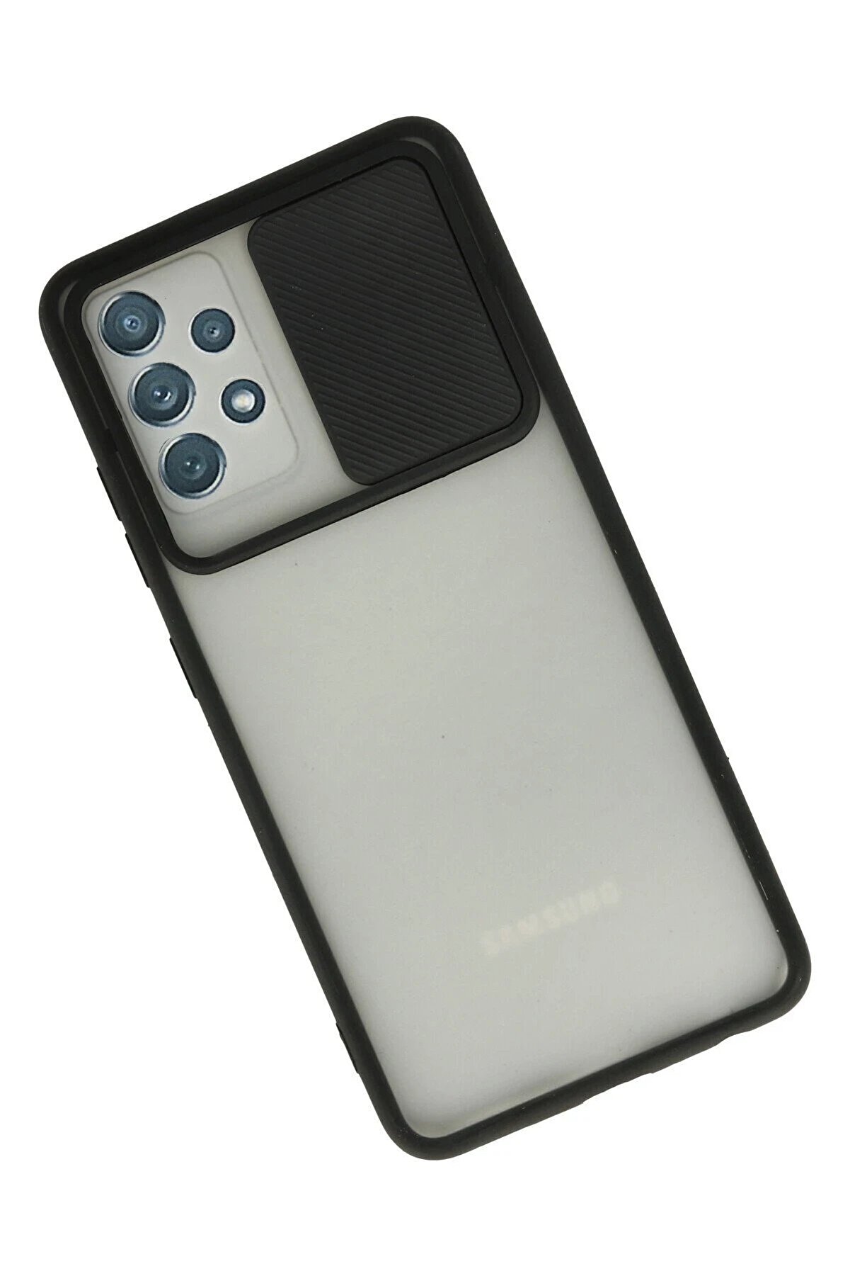 Samsung Galaxy A52 Kılıf Palm Buzlu Kamera Sürgülü Si̇li̇kon - Si̇yah - Dropx3742-8337