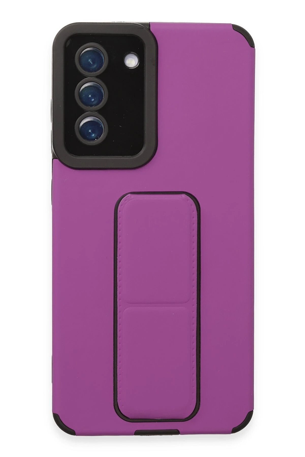 CepteToptan Samsung Galaxy S21 FE Kılıf Mega Standlı Silikon - Mor - DROPX4688-8074