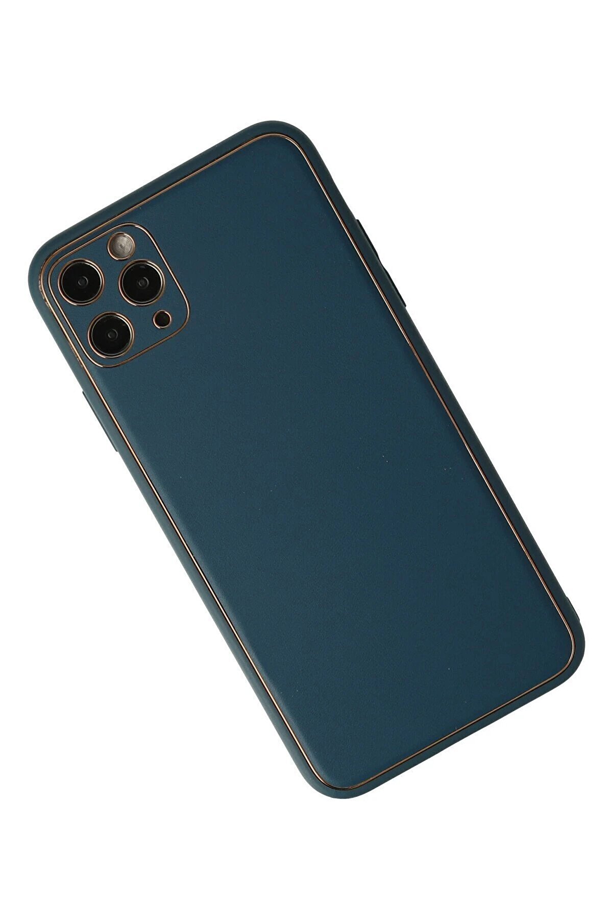 İphone 11 Pro Max Kılıf Coco Deri̇ Si̇li̇kon Kapak - Mavi̇ - Dropx1452-1402