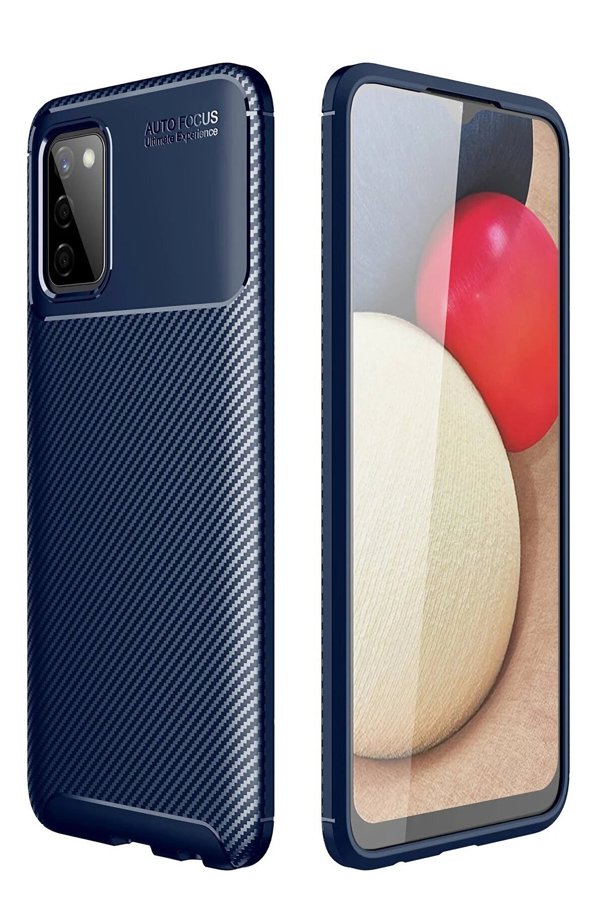 CepteToptan Samsung Galaxy A02S Kılıf Auto Focus Karbon Kapak - Lacivert - DROPX9838-3049