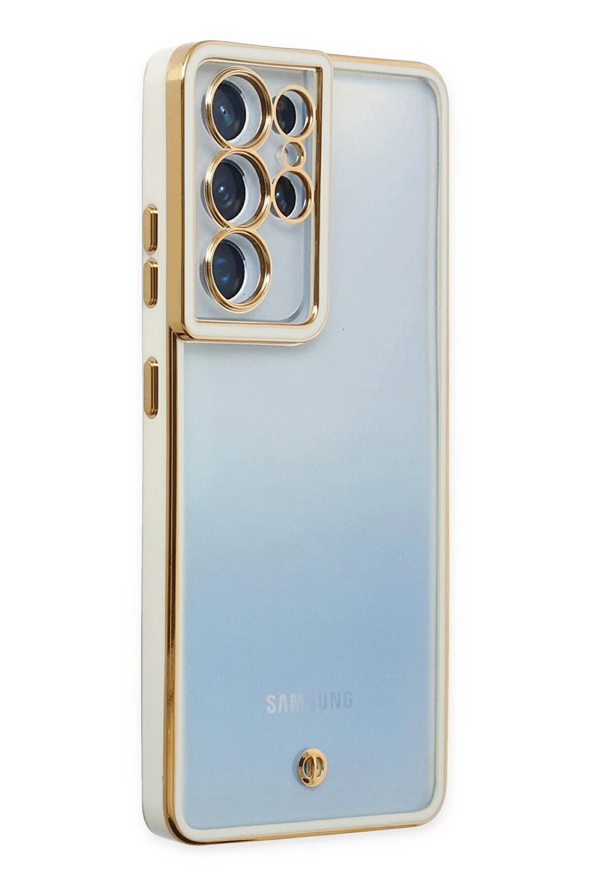 CepteToptan Samsung Galaxy S21 Ultra Kılıf Liva Lens Silikon - Beyaz - DROPX7588-2220