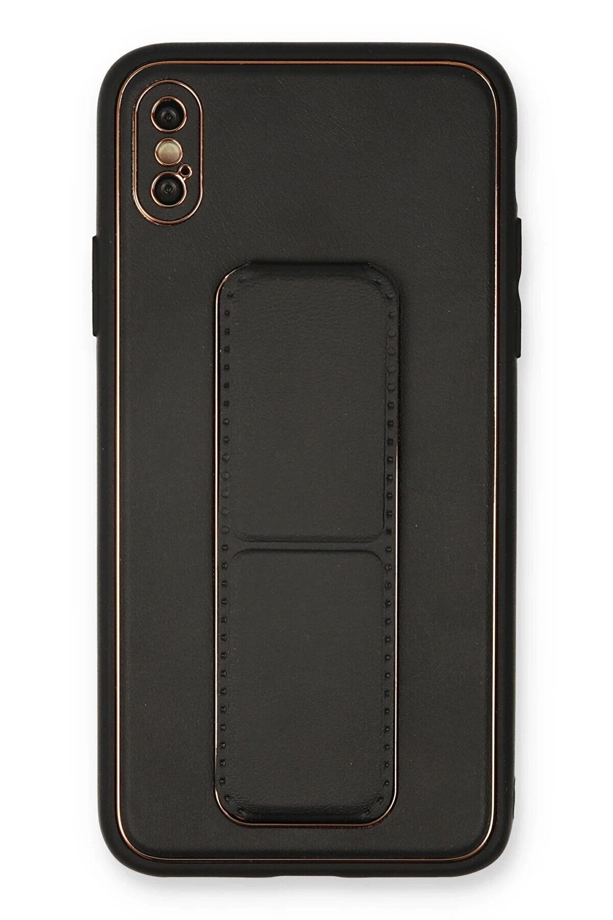 CepteToptan iPhone XS Max Kılıf Coco Deri Standlı Kapak - Siyah - DROPX4398-4017