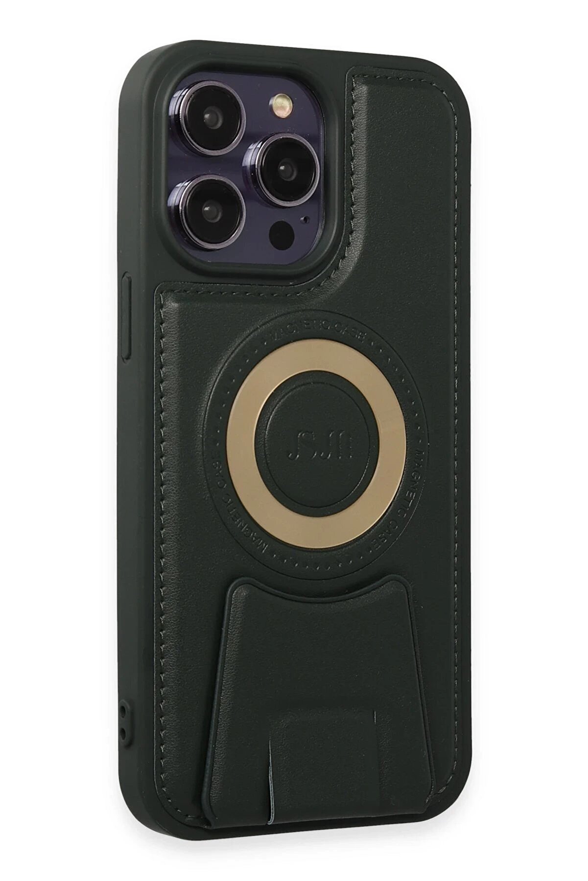 İphone 14 Pro Kılıf Merk&uuml;r Magneti̇csafe Standlı Kapak - Koyu Yeşi̇l - Dropx3252-3348