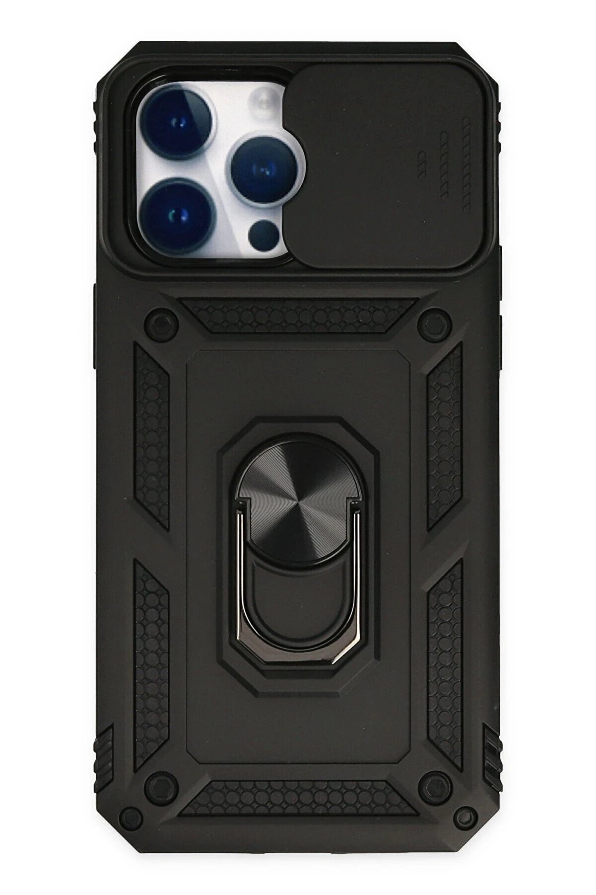 CepteToptan iPhone 14 Pro Max Kılıf Pars Lens Y&uuml;z&uuml;kl&uuml; Silikon - Siyah - DROPX9360-8346