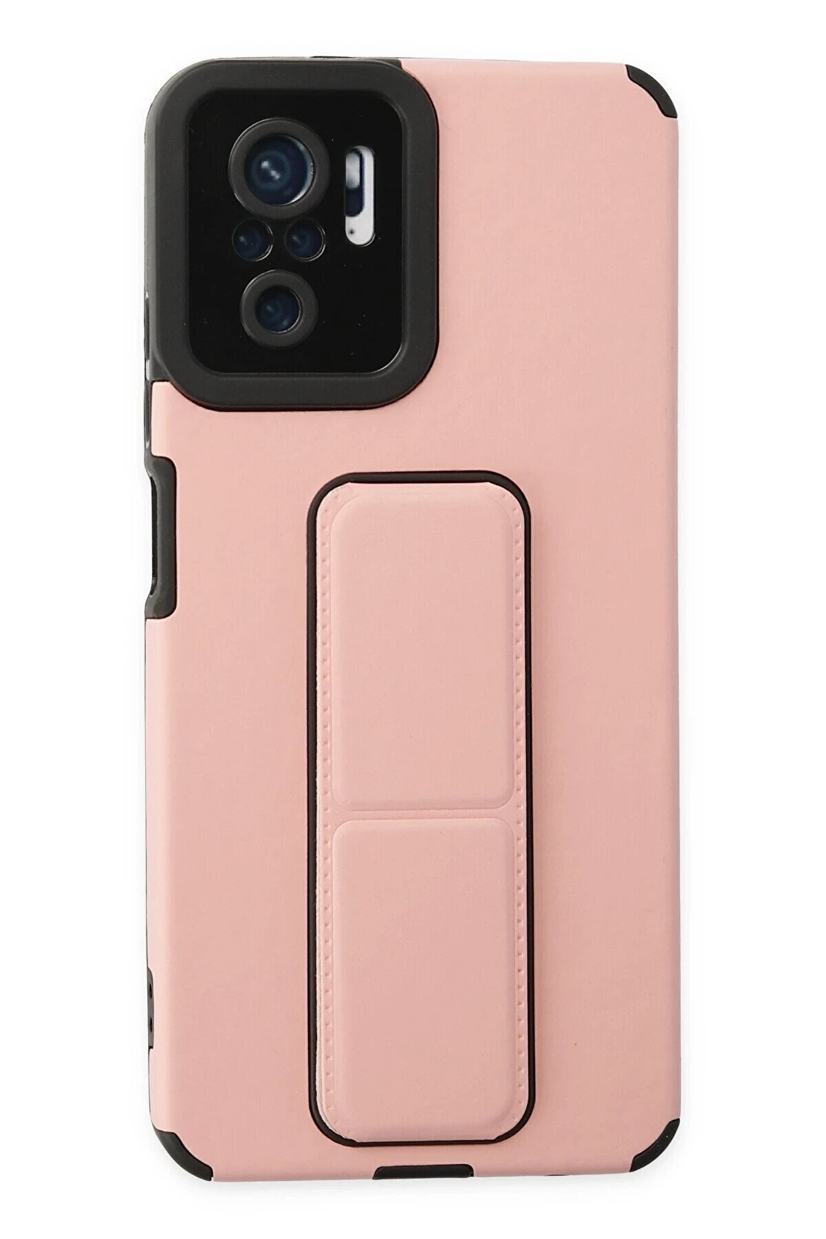 CepteToptan Xiaomi Redmi Note 10 Kılıf Mega Standlı Silikon - Pudra - DROPX8724-9267