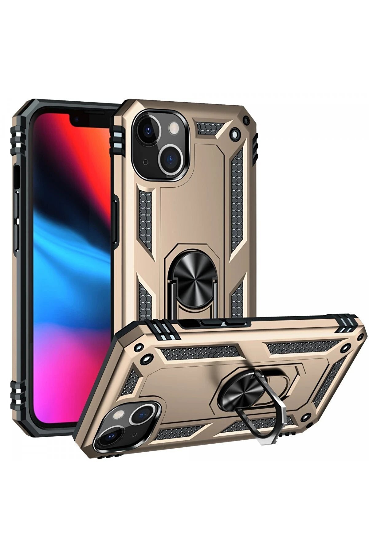 İphone 14 Plus Kılıf Sofya Yüzüklü Si̇li̇kon Kapak - Gold - Dropx6423-7522