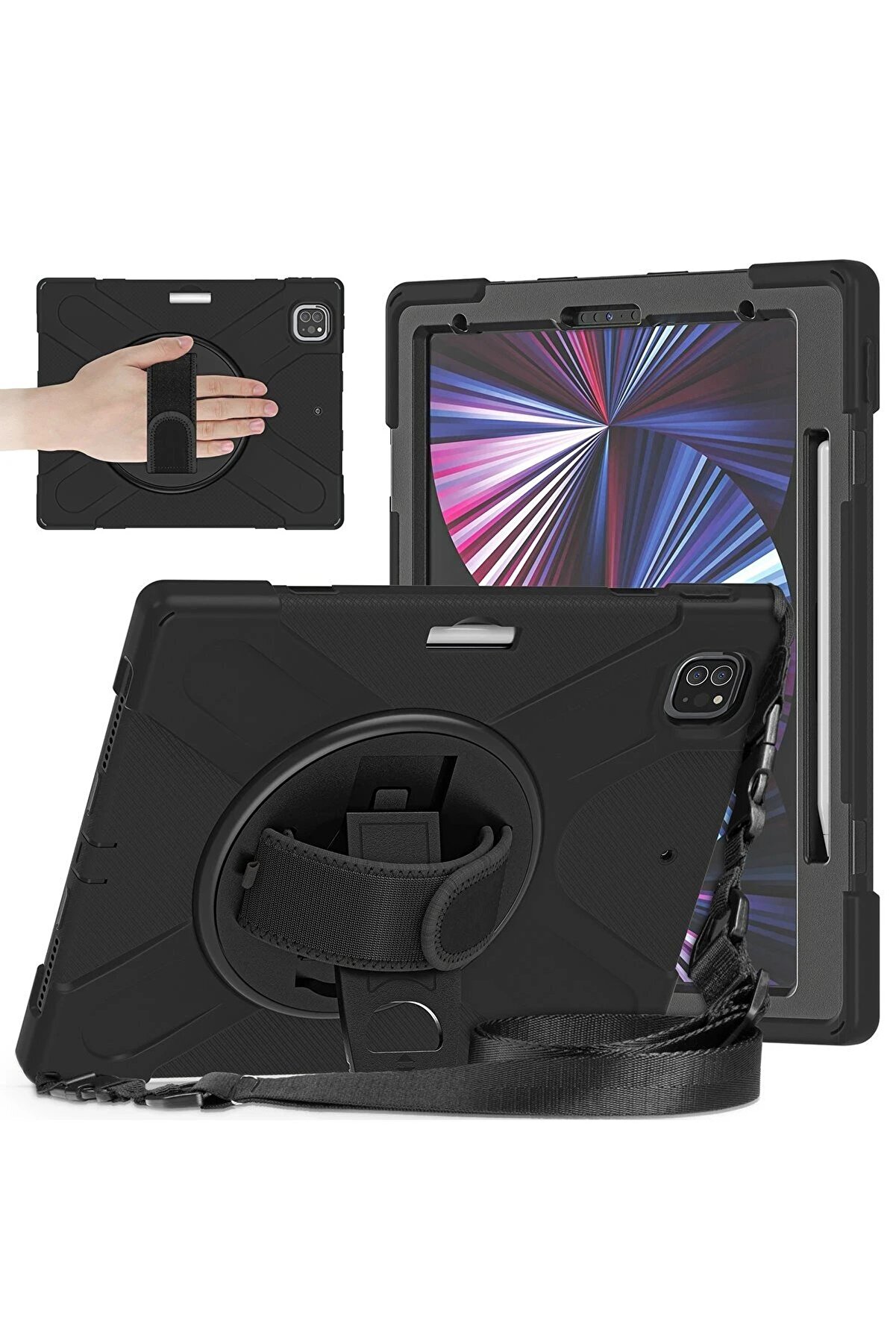 CepteToptan iPad Pro 12.9 (2020) Kılıf Amazing Tablet Kapak - Siyah - DROPX8310-1857