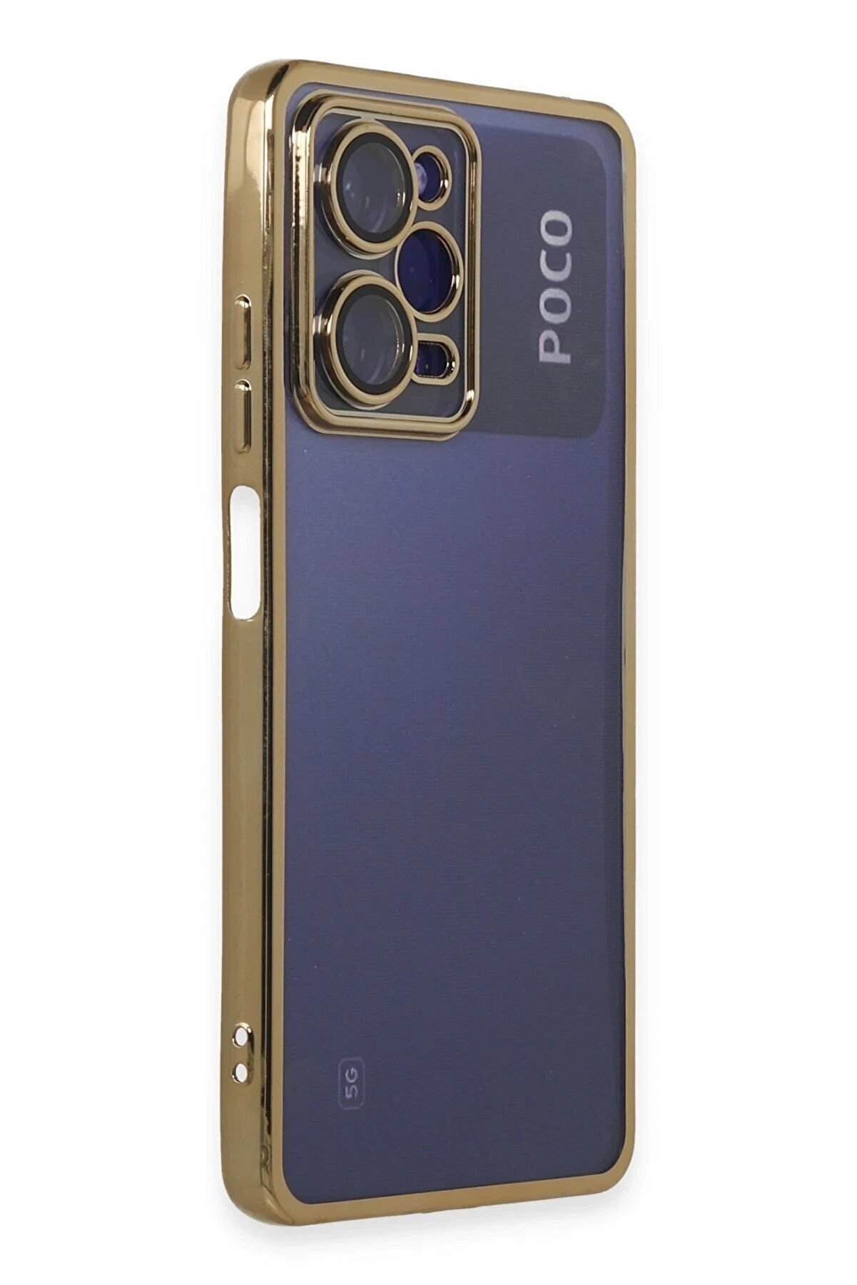 Xi̇aomi̇ Poco X5 Pro 5G Kılıf Lensli̇ Si̇li̇kon - Gold - Dropx8468-8859