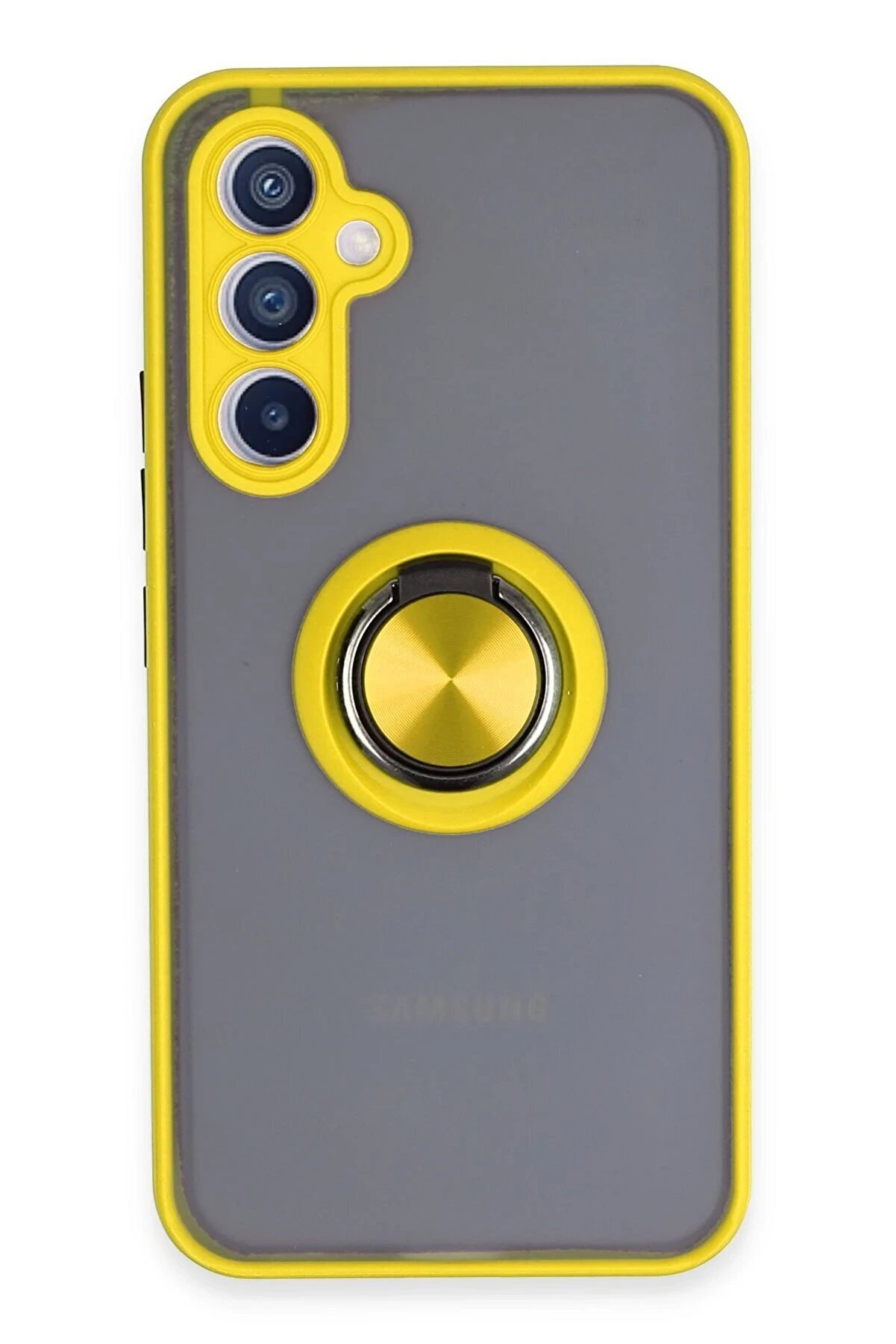 CepteToptan Samsung Galaxy A54 5G Kılıf Montreal Yüzüklü Silikon Kapak - Sarı - DROPX1983-4609