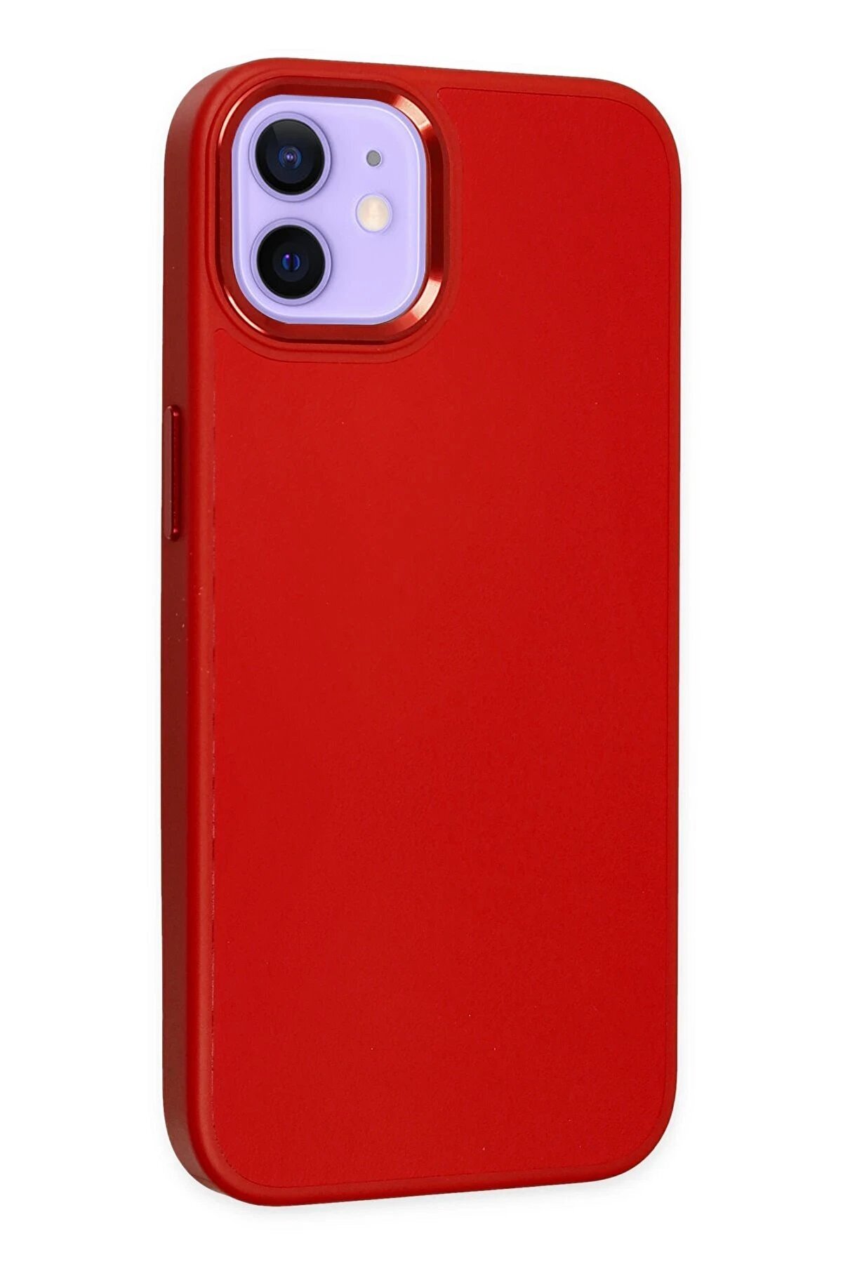 İphone 12 Kılıf Asya Deri̇ Si̇li̇kon - Kırmızı - Dropx2974-7634