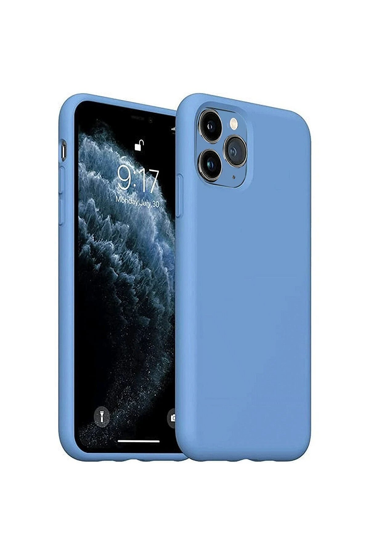 CepteToptan iPhone 11 Pro Max Kılıf Nano i&ccedil;i Kadife Silikon - Mavi - DROPX3437-1055
