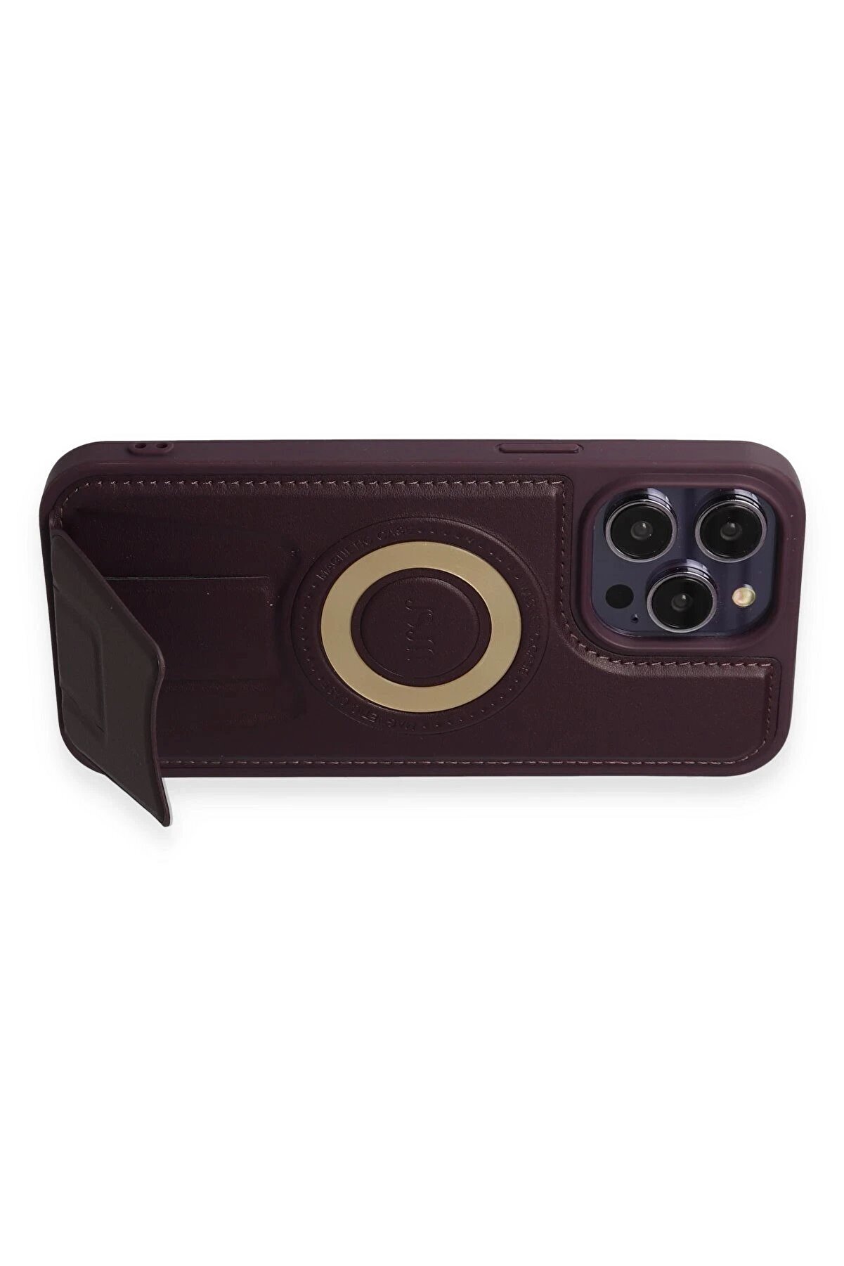 İphone 14 Pro Kılıf Merkür Magneti̇csafe Standlı Kapak - Deri̇n Mor - Dropx9641-3955