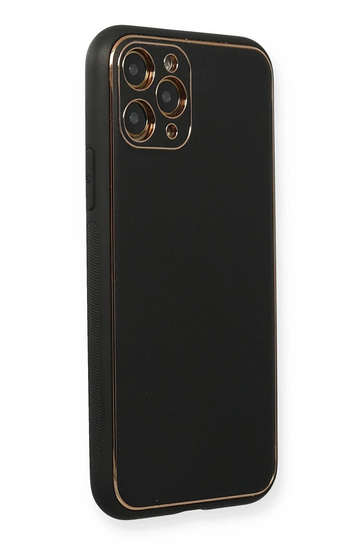 İphone 11 Pro Max Kılıf Coco Deri̇ Si̇li̇kon Kapak - Si̇yah - Dropx5858-4079