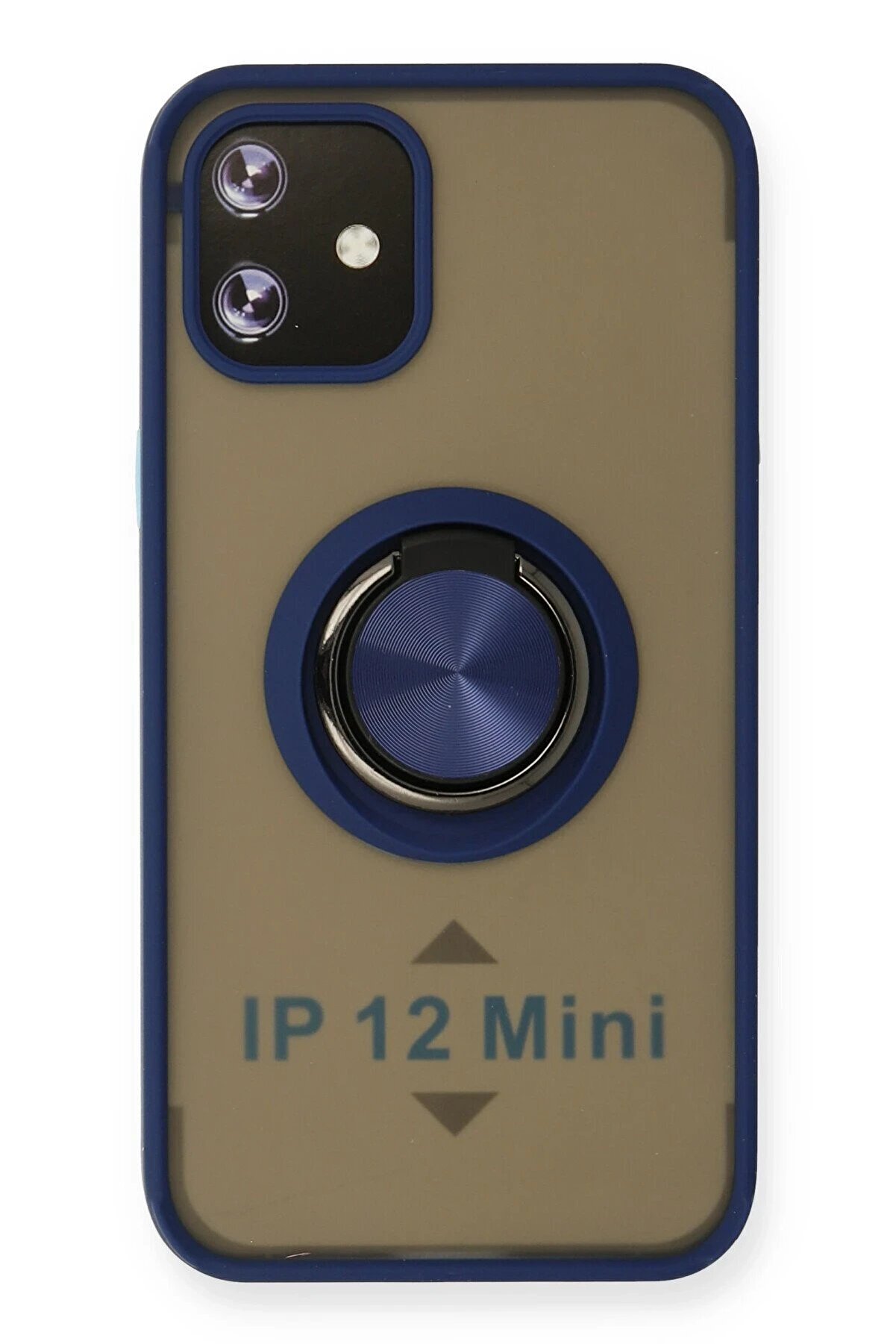 CepteToptan iPhone 12 Mini Kılıf Montreal Yüzüklü Silikon Kapak - Lacivert - DROPX6661-2021