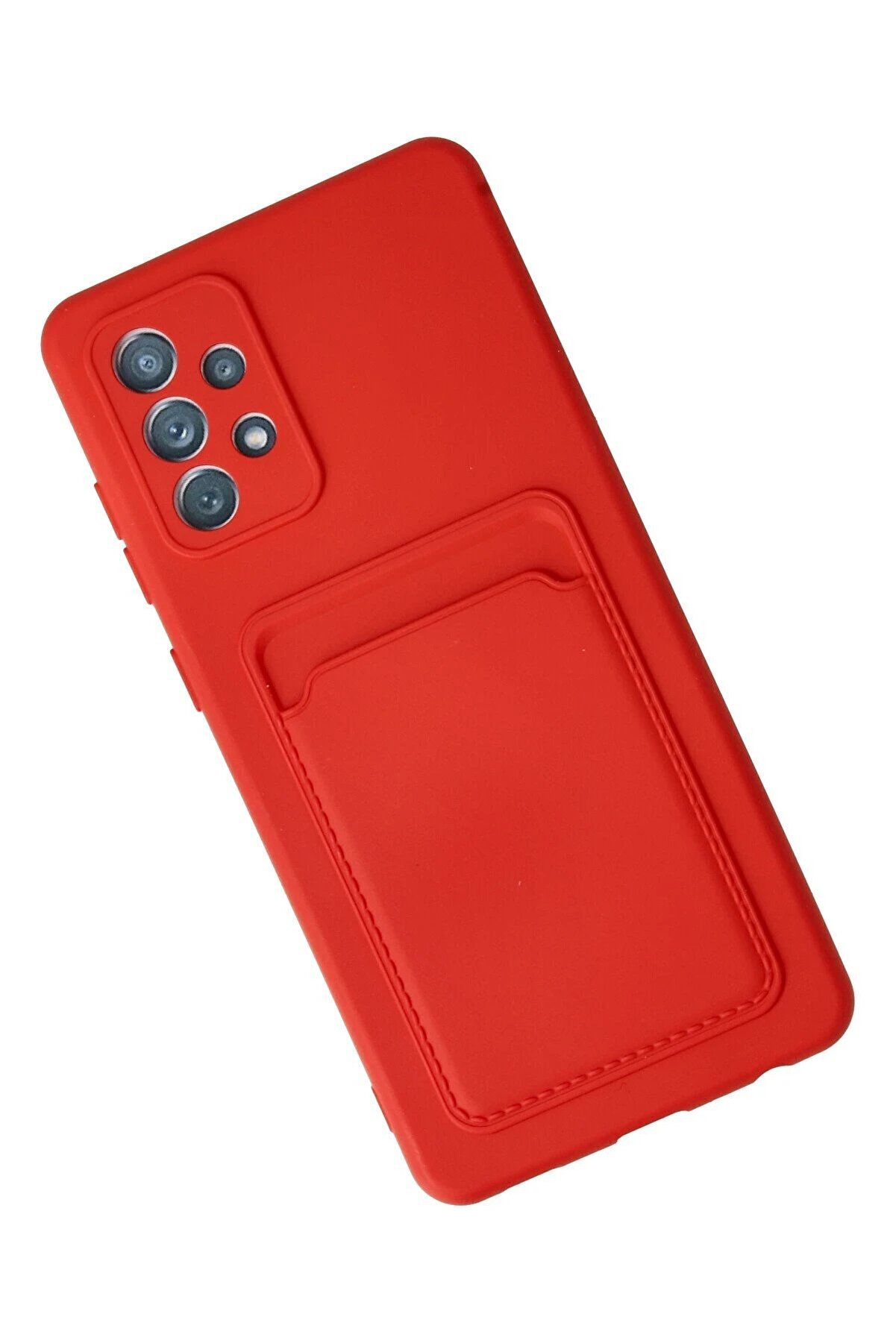 Samsung Galaxy A13 4G Kılıf Kelvi̇n Kartvi̇zi̇tli̇ Si̇li̇kon - Kırmızı - Dropx9049-6460