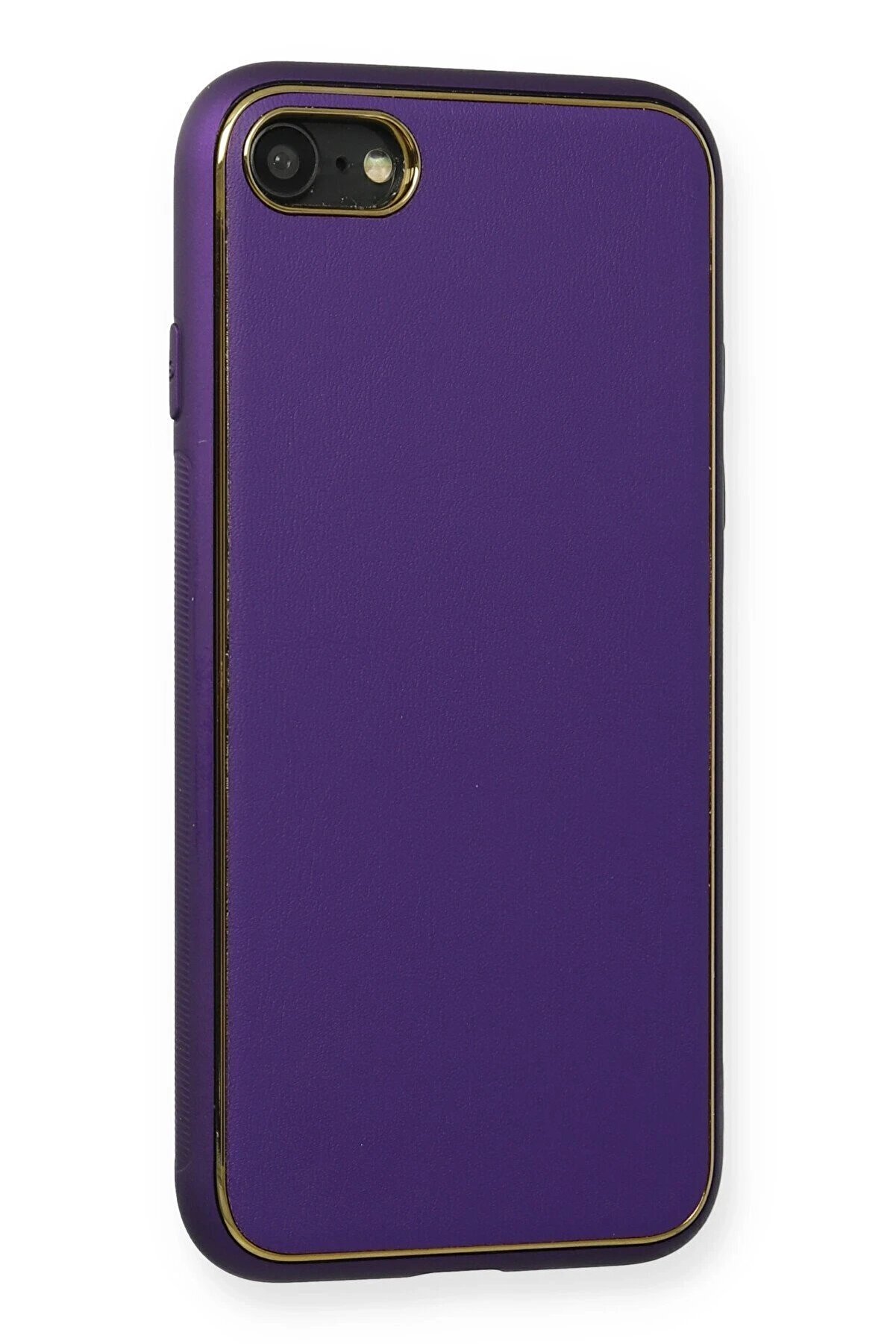 İphone 7 Kılıf Coco Deri̇ Si̇li̇kon Kapak - Mor - Dropx8200-6723