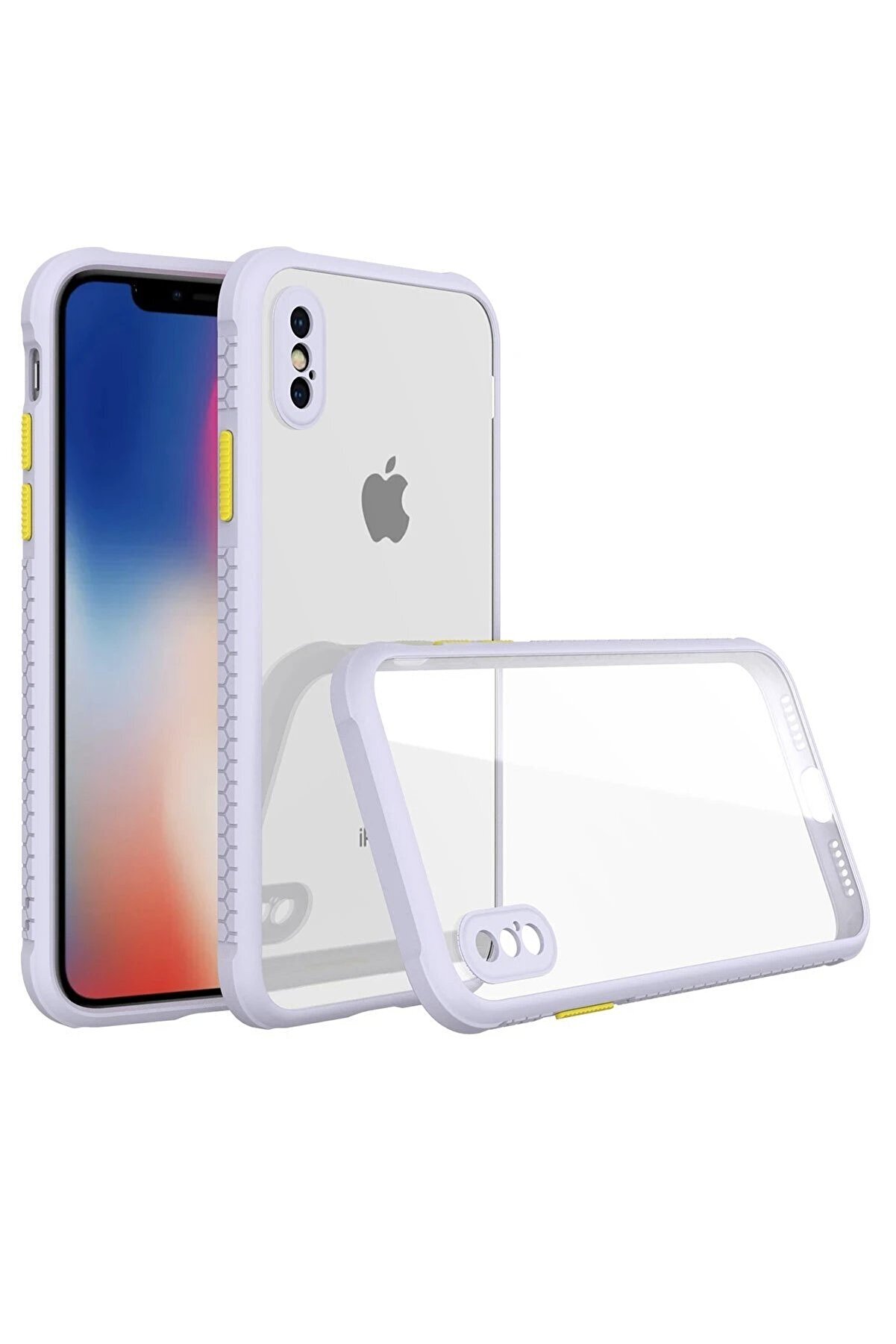 CepteToptan iPhone XS Max Kılıf Miami Şeffaf Silikon - Lila - DROPX8343-8681