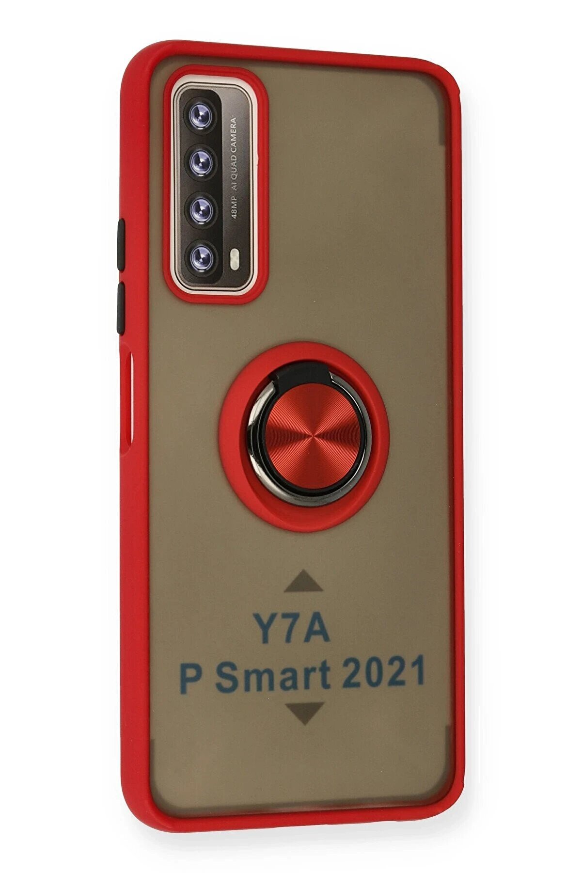 Huawei̇ P Smart 2021 Kılıf Montreal Yüzüklü Si̇li̇kon Kapak - Kırmızı - Dropx7465-3175