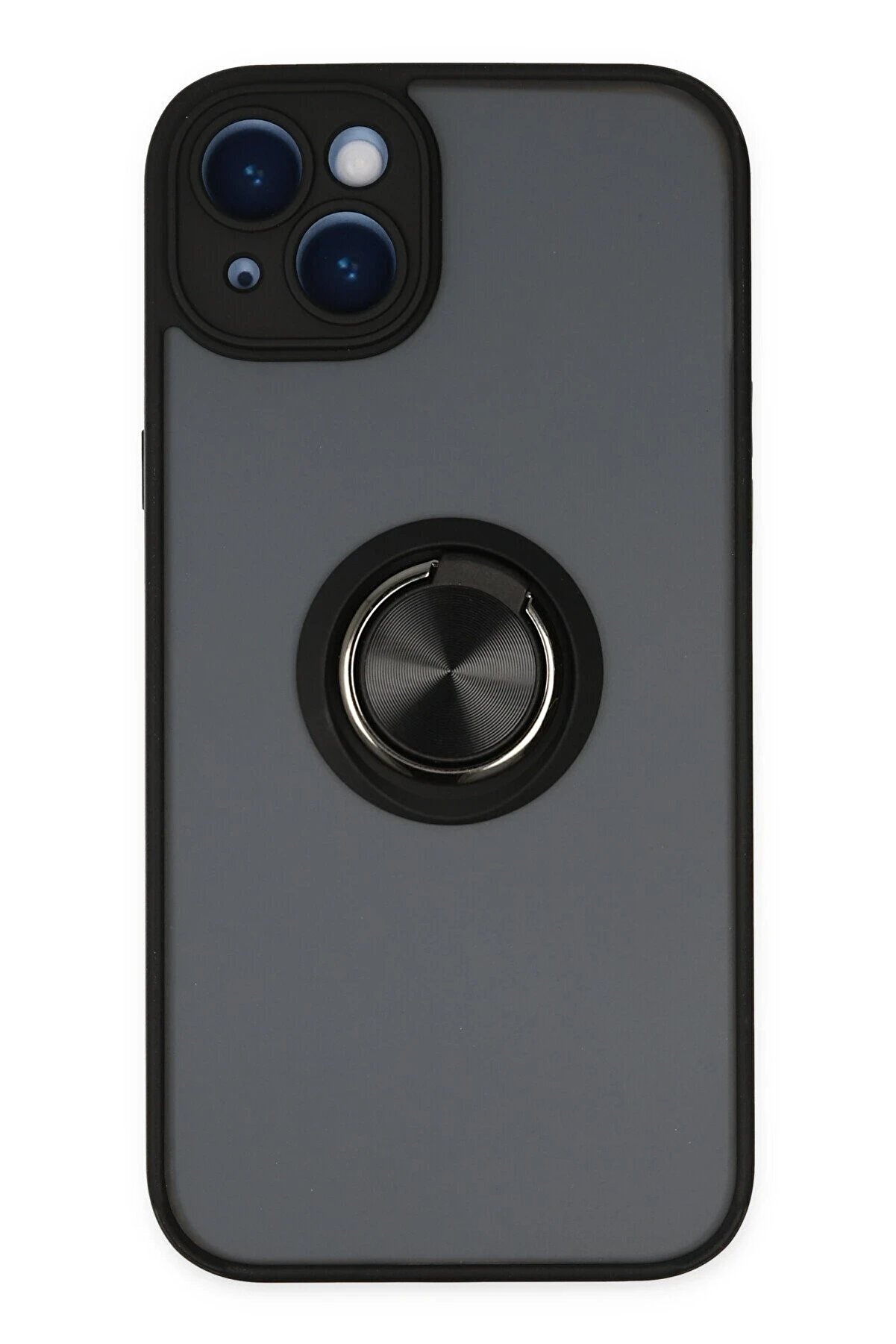 CepteToptan iPhone 14 Kılıf Montreal Yüzüklü Silikon Kapak - Siyah - DROPX5460-8291