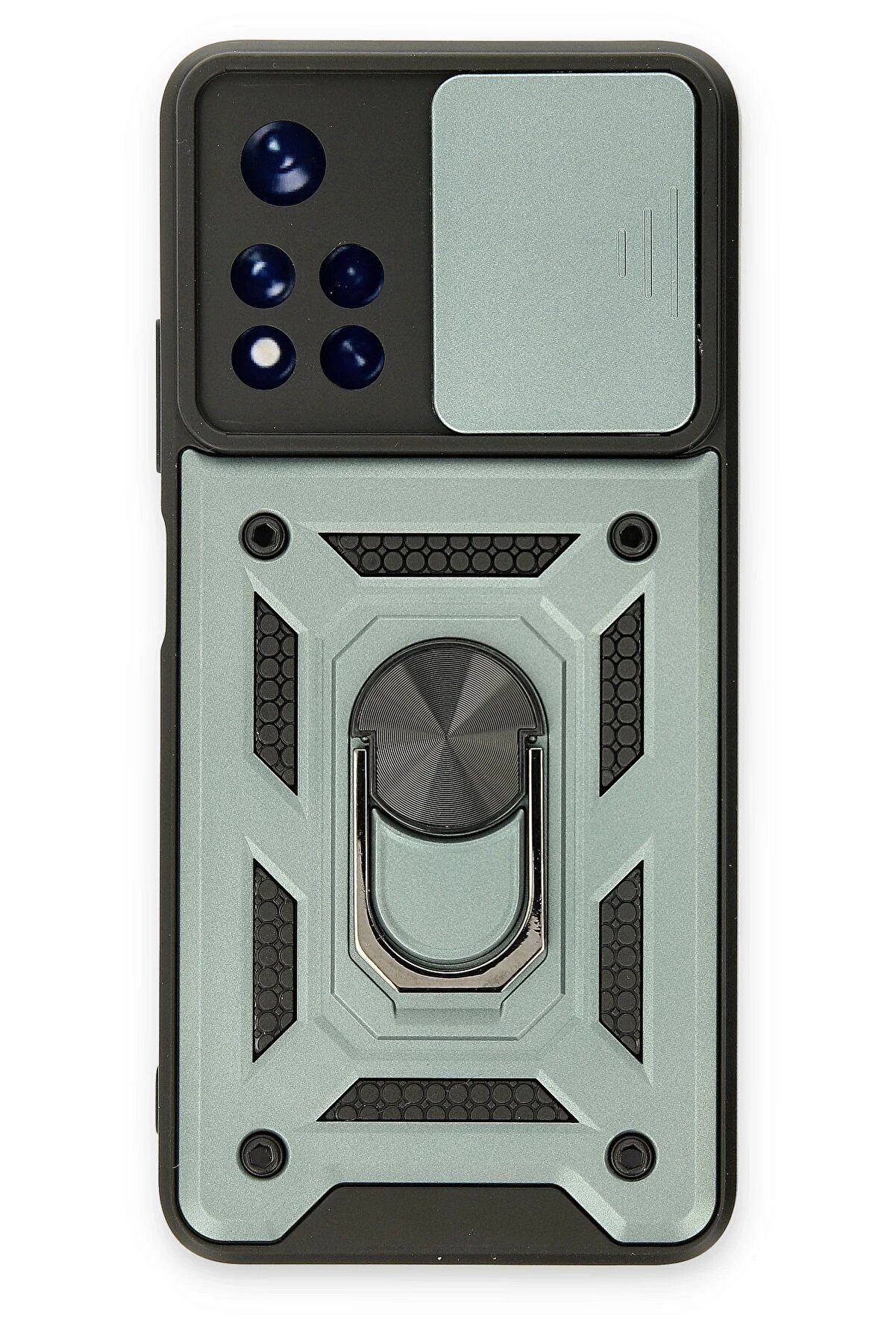 CepteToptan Xiaomi Poco M4 Pro 5G Kılıf Pars Lens Yüzüklü Silikon - Yeşil - DROPX3879-3135