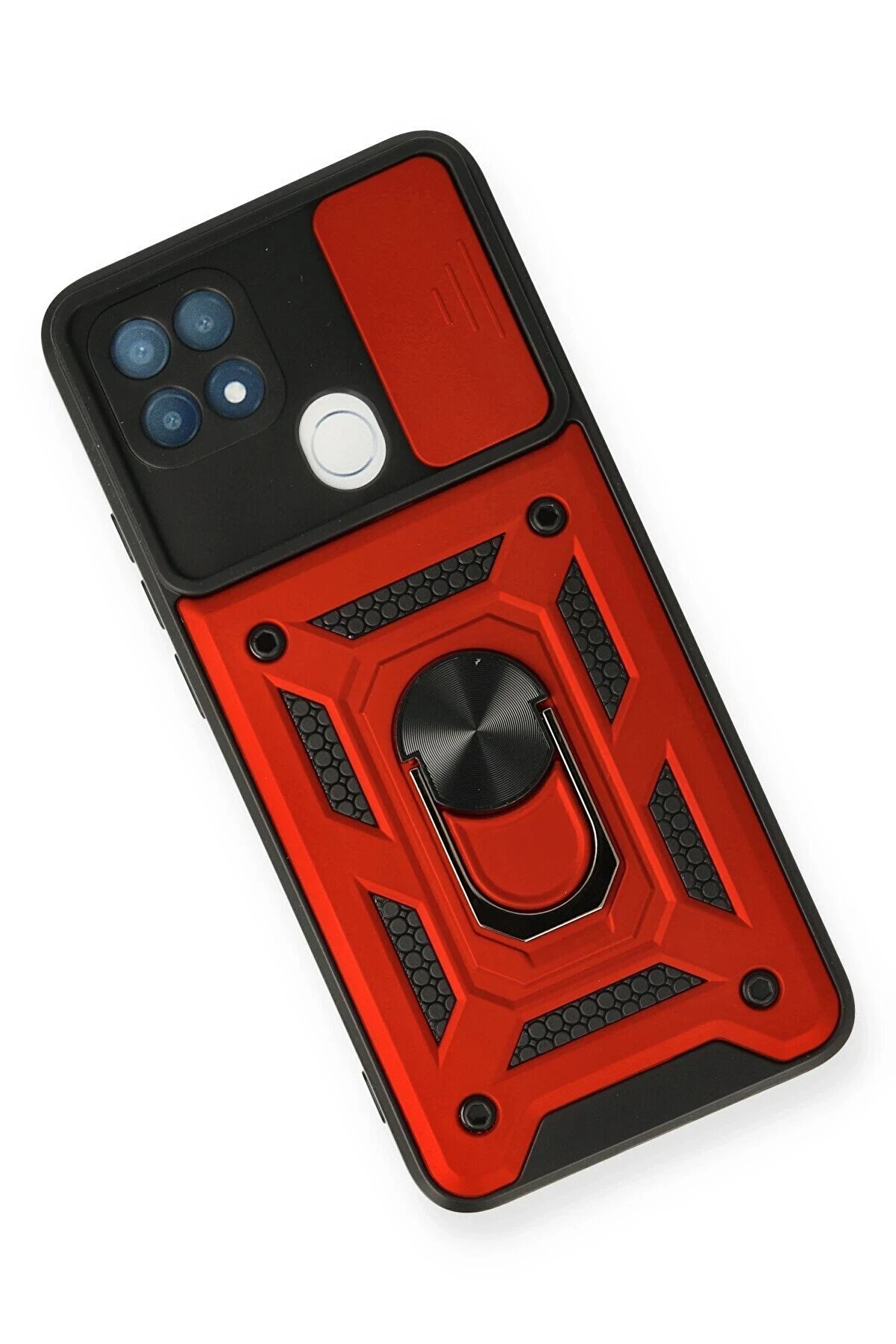 Oppo A15 Kılıf Pars Lens Y&uuml;z&uuml;kl&uuml; Si̇li̇kon - Kırmızı - Dropx7222-1315