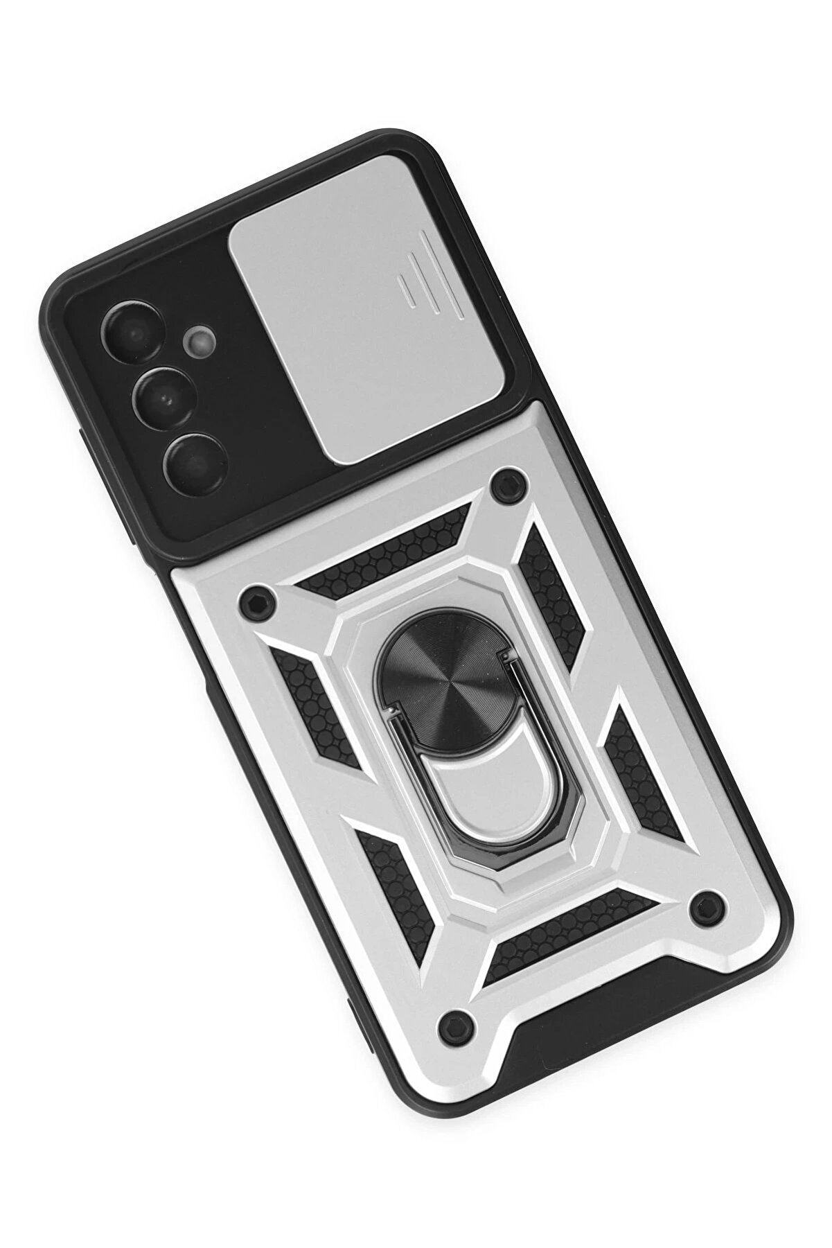 Samsung Galaxy A04S Kılıf Pars Lens Yüzüklü Si̇li̇kon - Gümüş - Dropx8308-3558